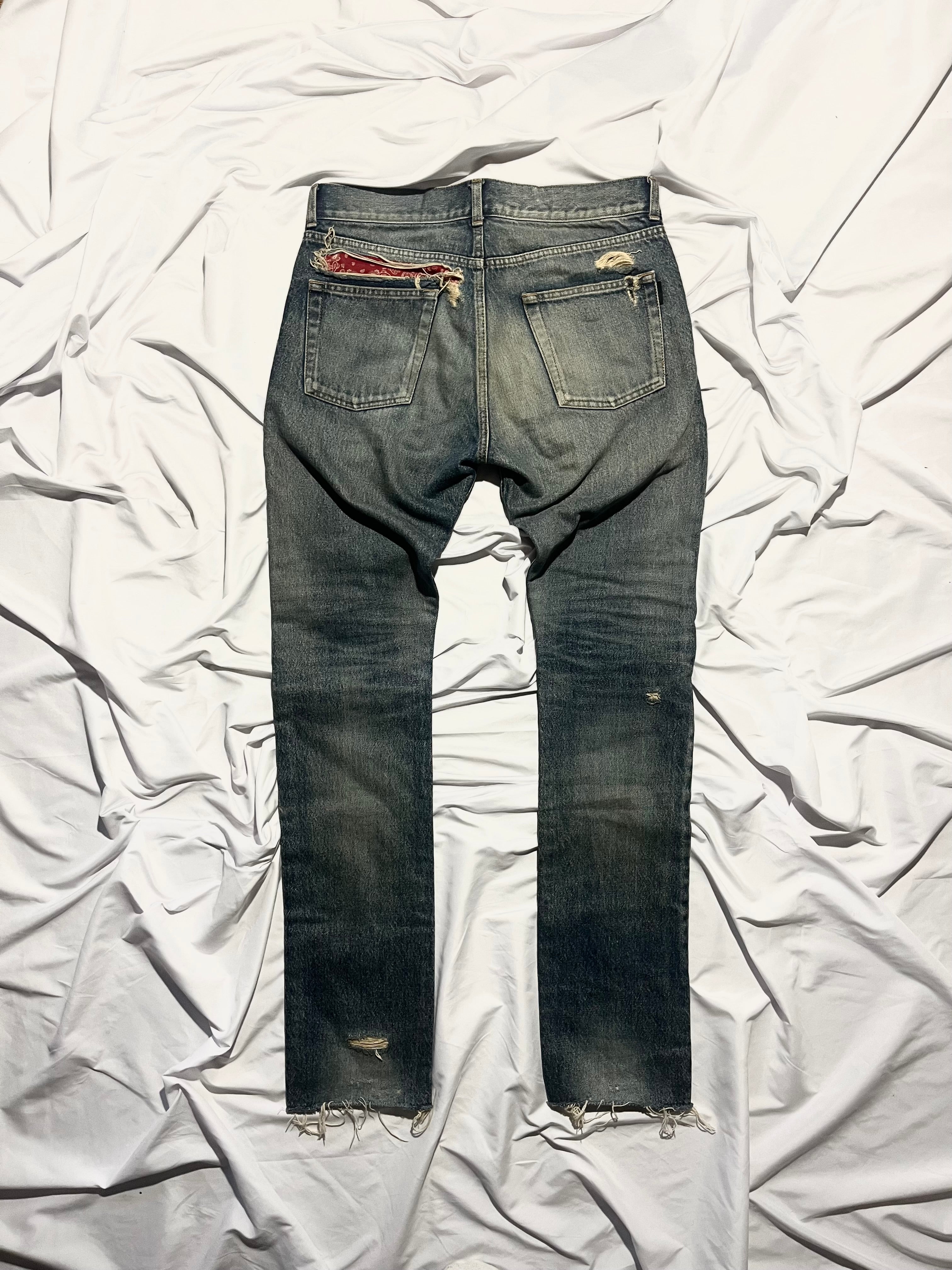 SAINT LAURENT FW19 D18 PAISLEY BANDANA DENIM BY ANTHONY VACCARELLO IN W30