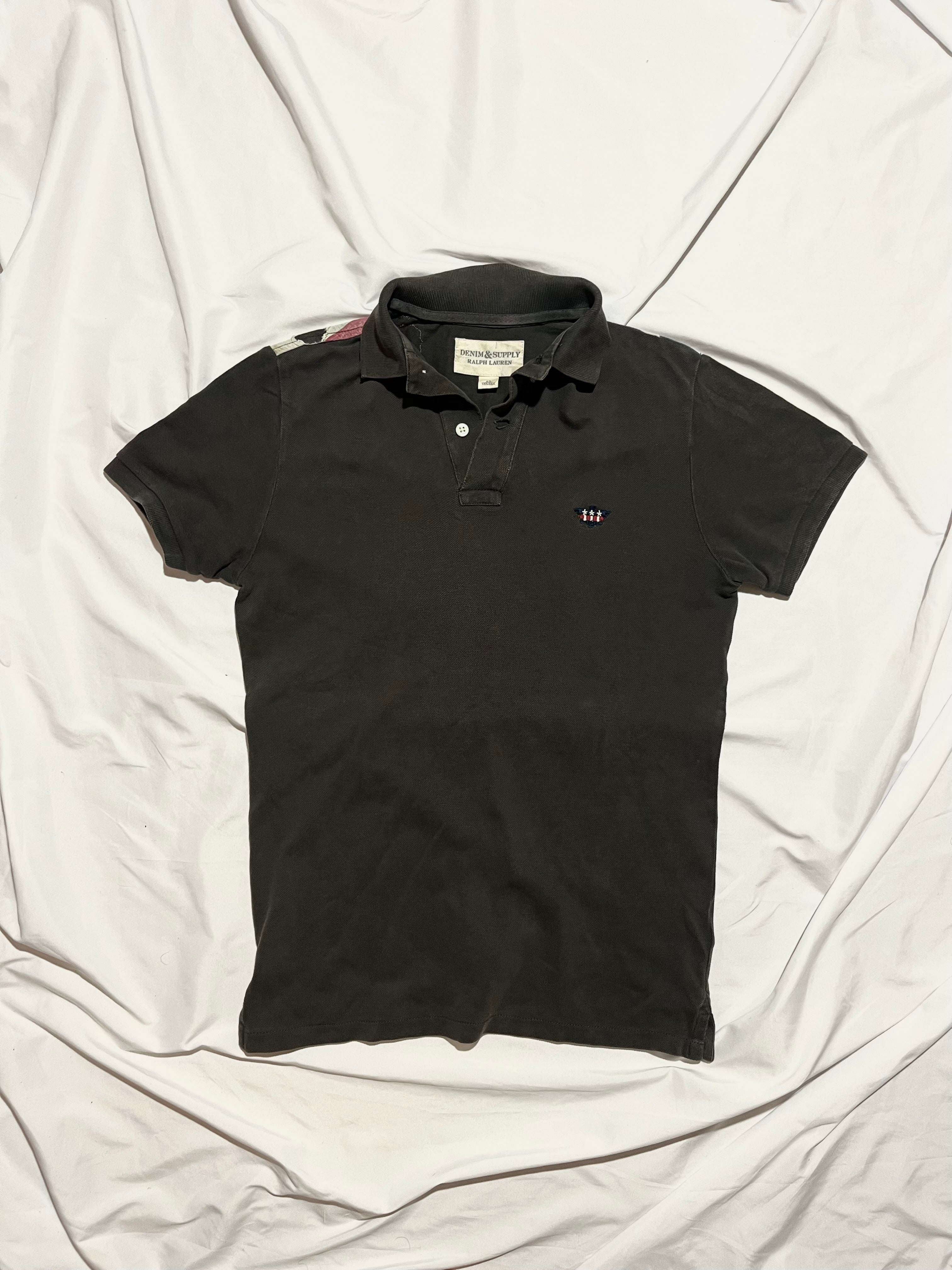 RALPH LAUREN DENIM & SUPPLY DESTROYED US FLAG POLO IN XS