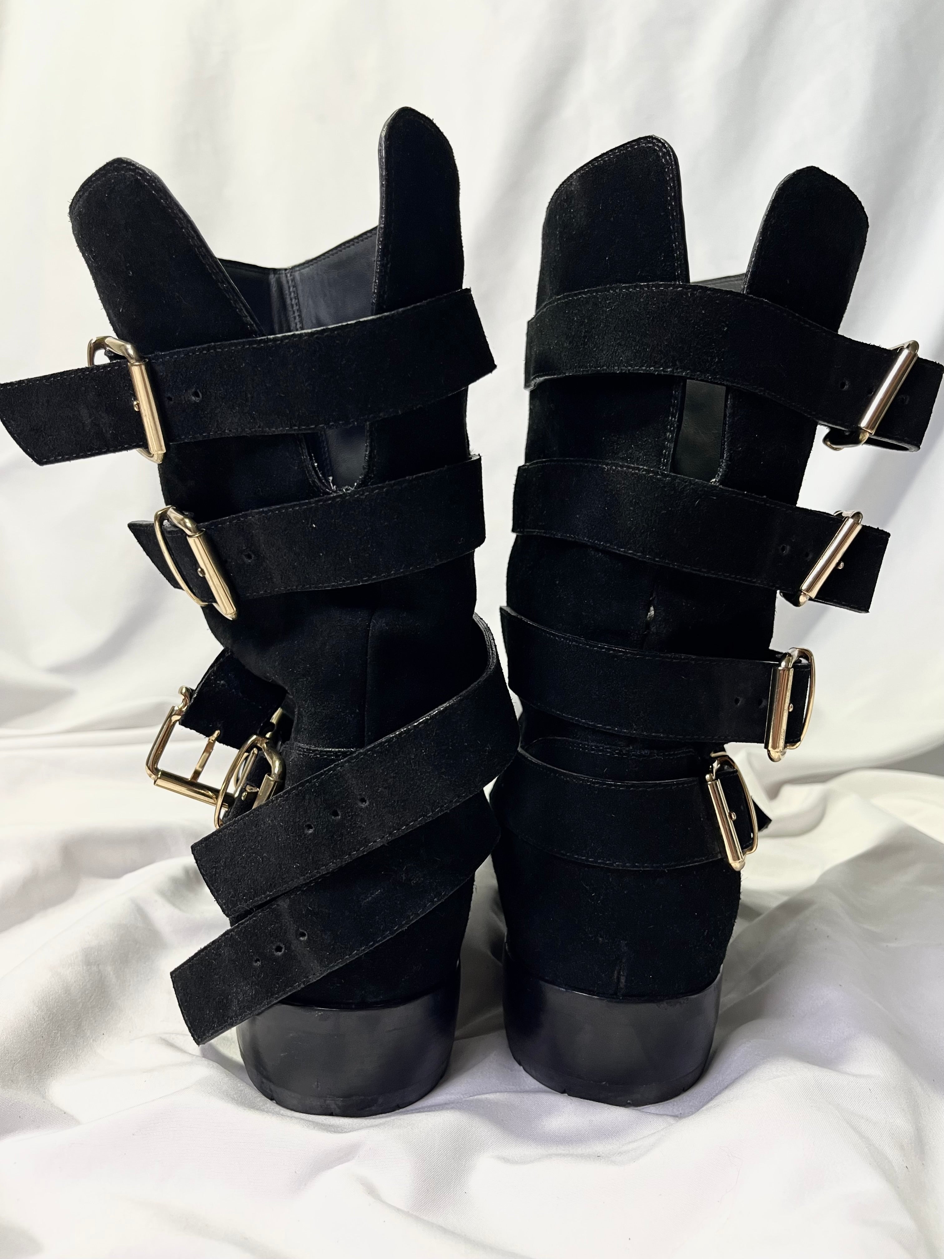 GIUSEPPE ZANOTTI FW12 ENGINEER BOOTS IN BLACK SUEDE LEATHER