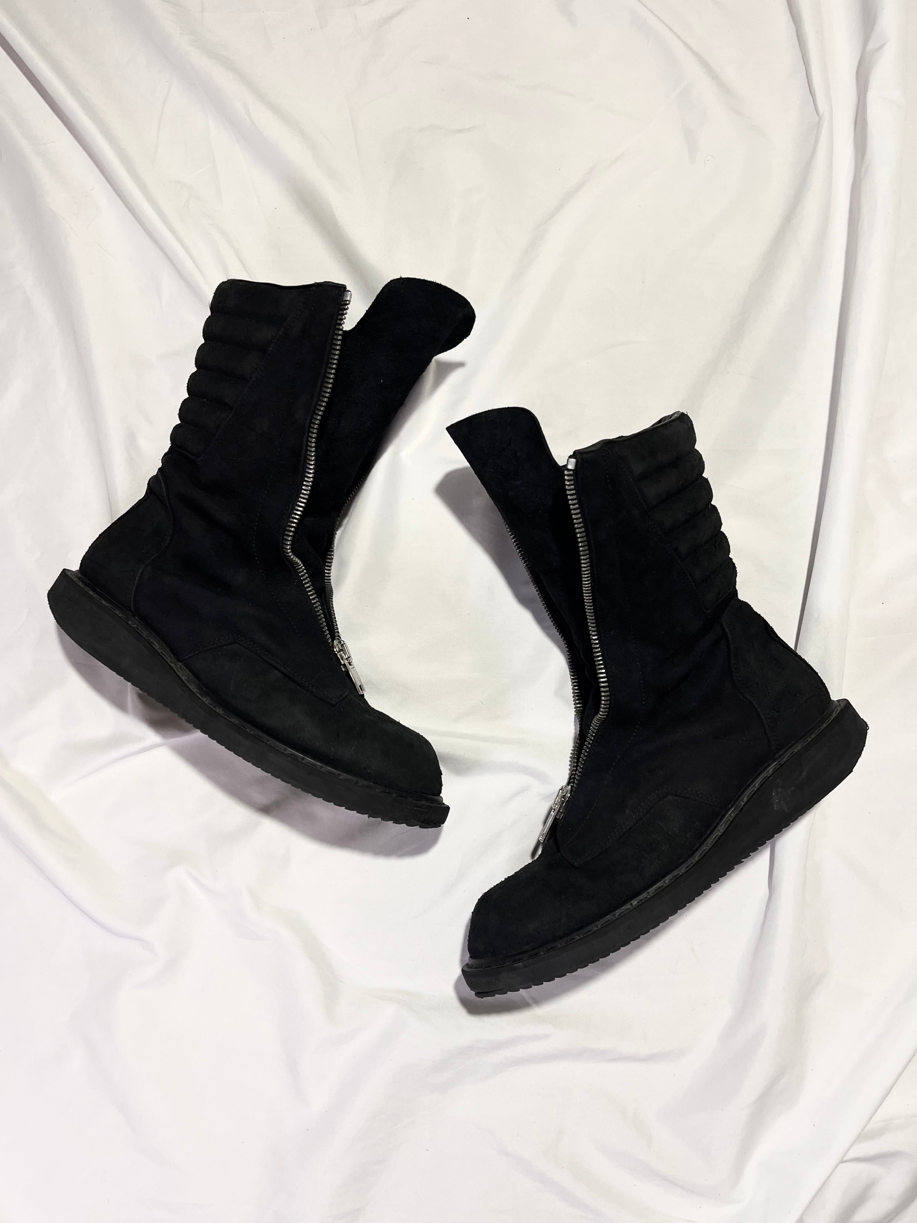 RICK OWENS FW11 'LIMO' MOHAWK FRONT ZIPPER BLISTERED LEATHER BOOTS