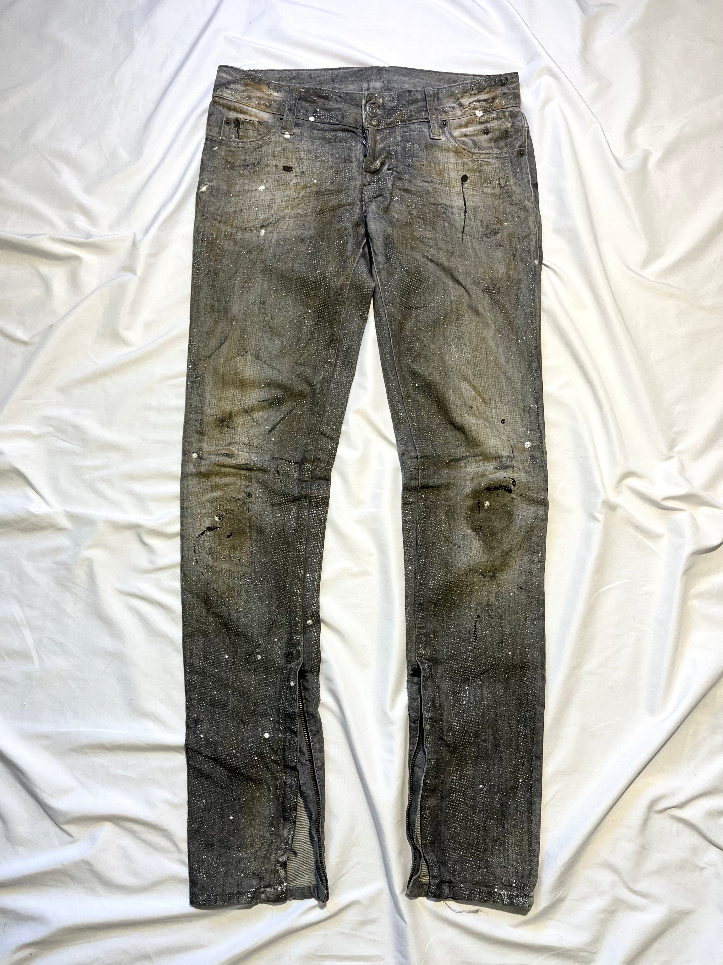 DSQUARED2 FW10 MUDDY GLITTER JEANS IN GRAY SIZE 40 EU