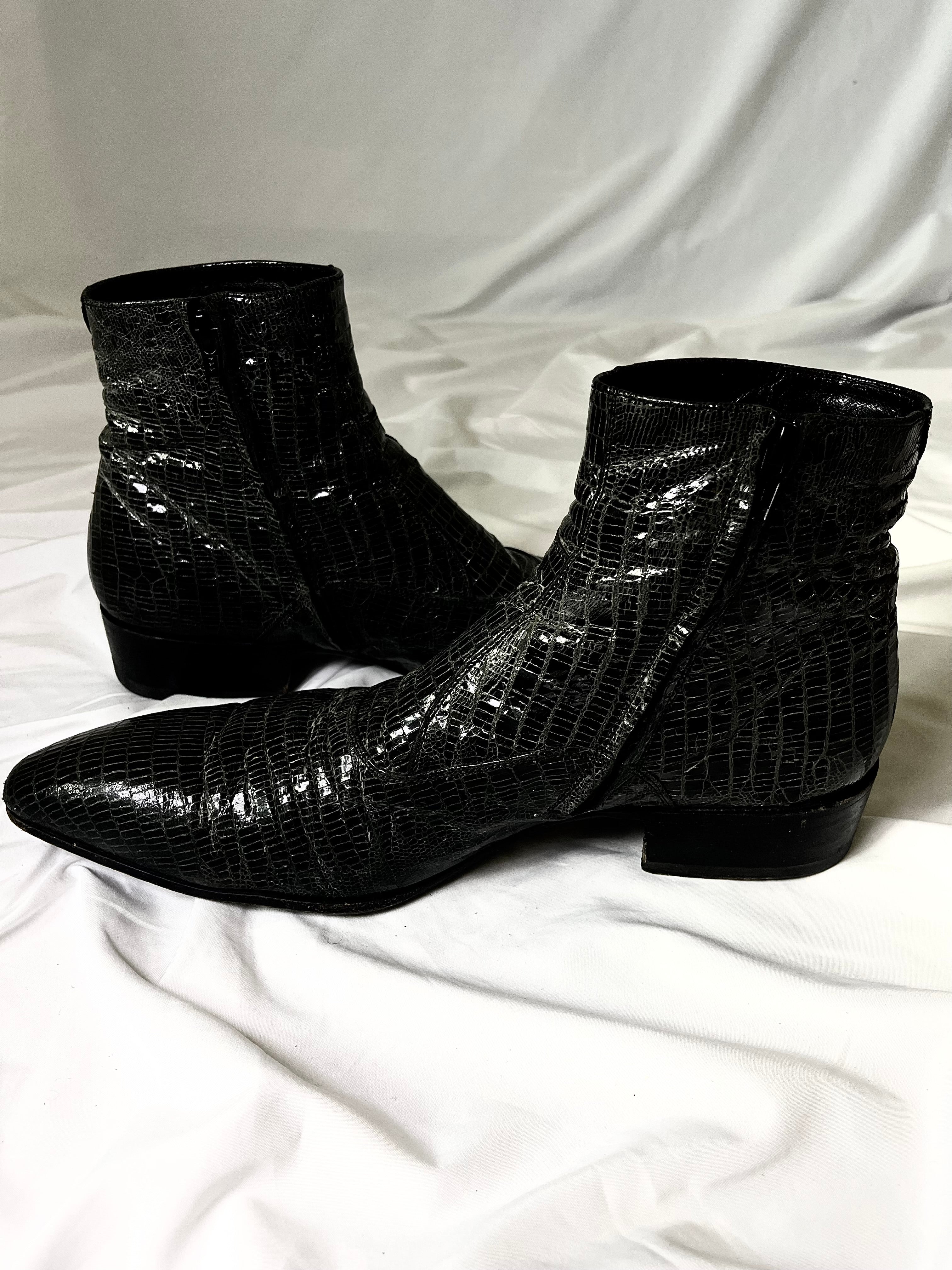 GIANNI BARBATO VINTAGE LIZARD SKIN POINTY CHELSEA BOOTS