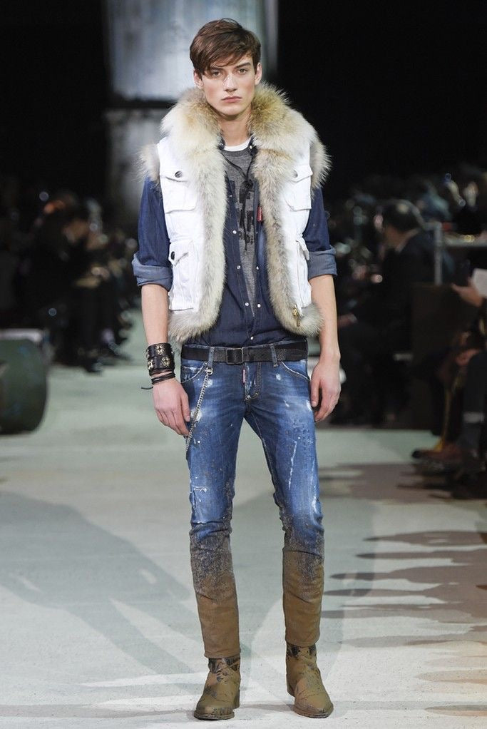 DSQUARED2 2015 RUNWAY MUD COATED JEANS