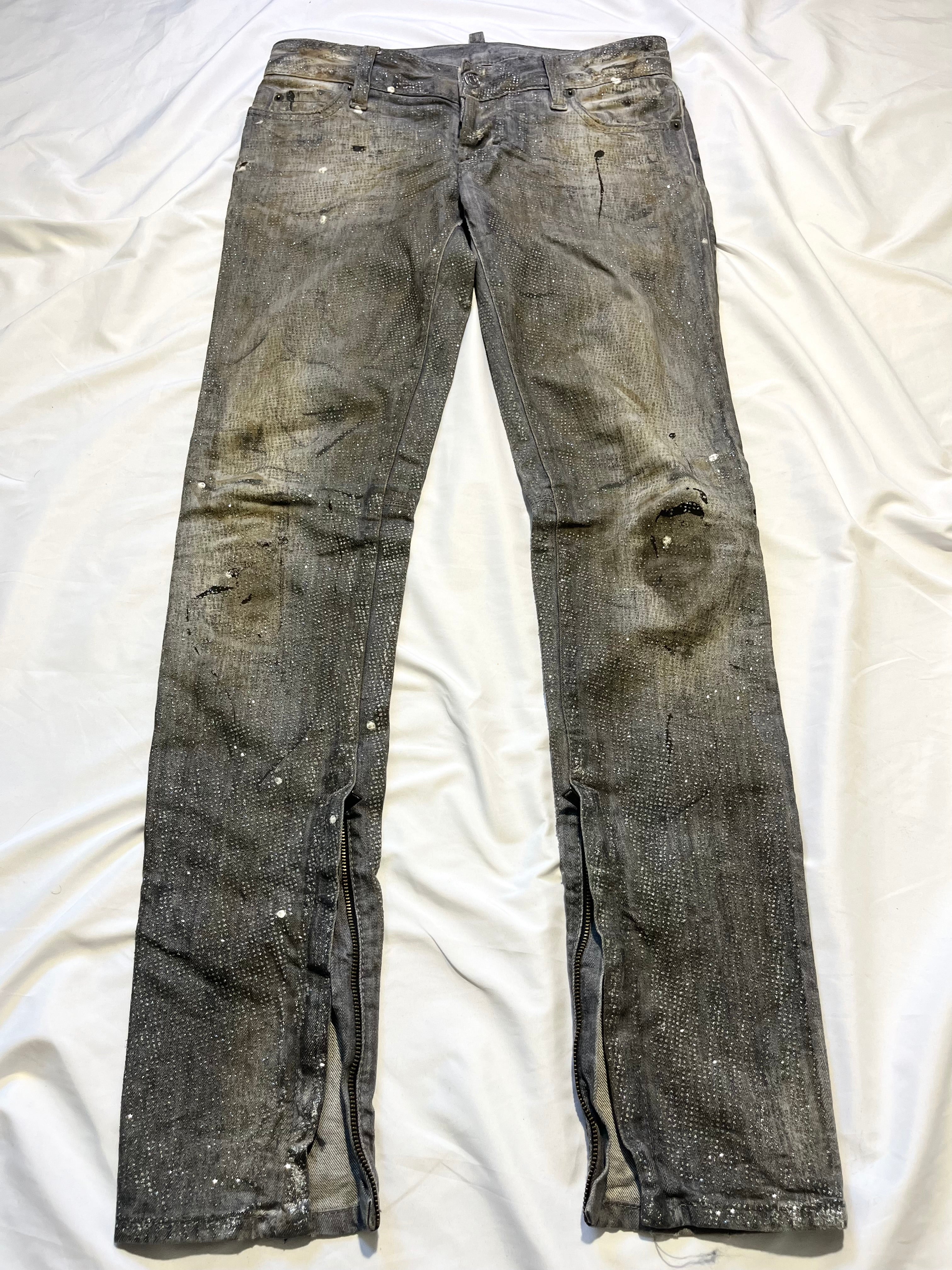 DSQUARED2 FW10 MUDDY GLITTER JEANS IN GRAY SIZE 40 EU