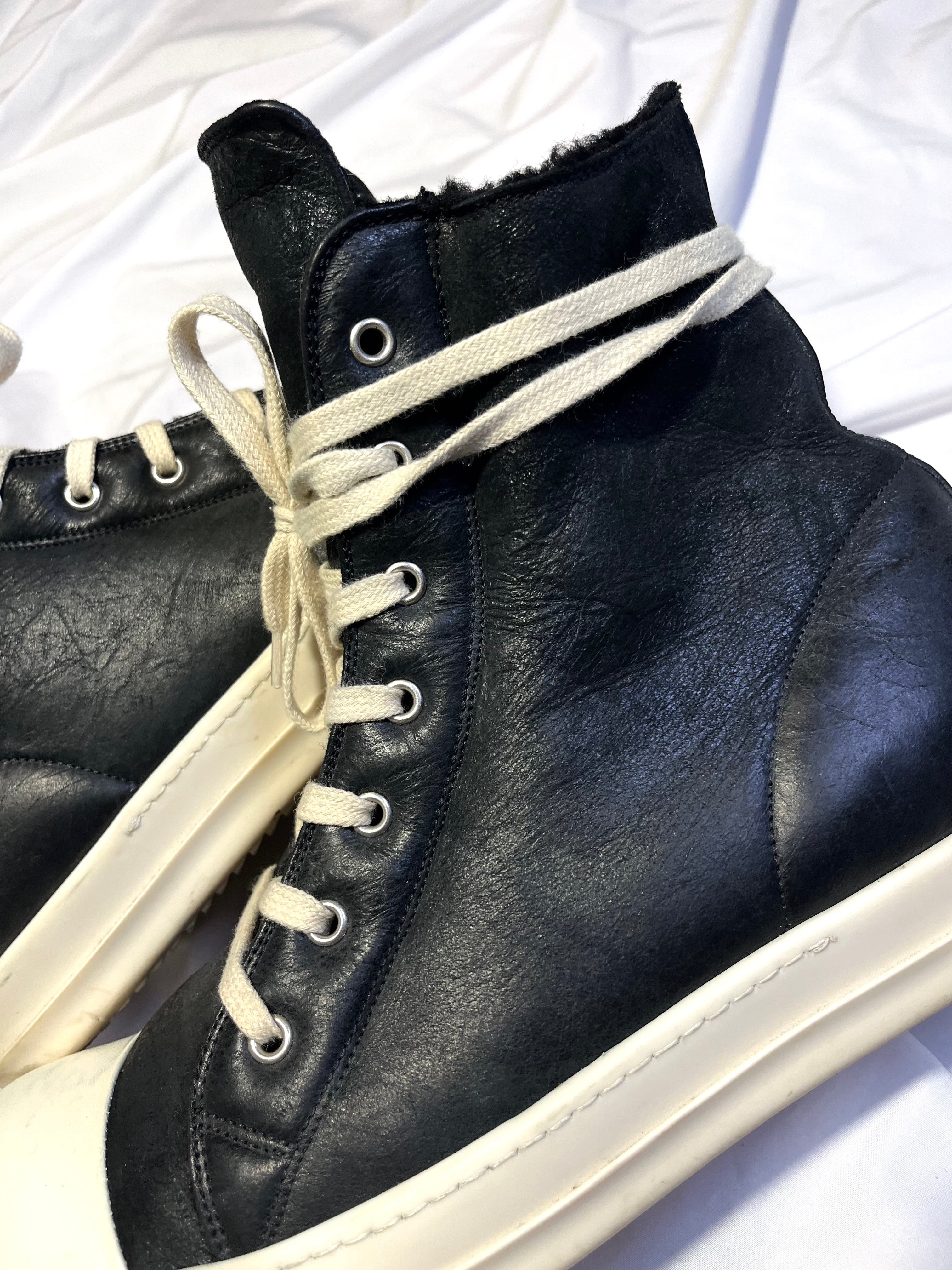 RICK OWENS FW17 'WALRUS' SHEARLING RAMONES HI-TOP