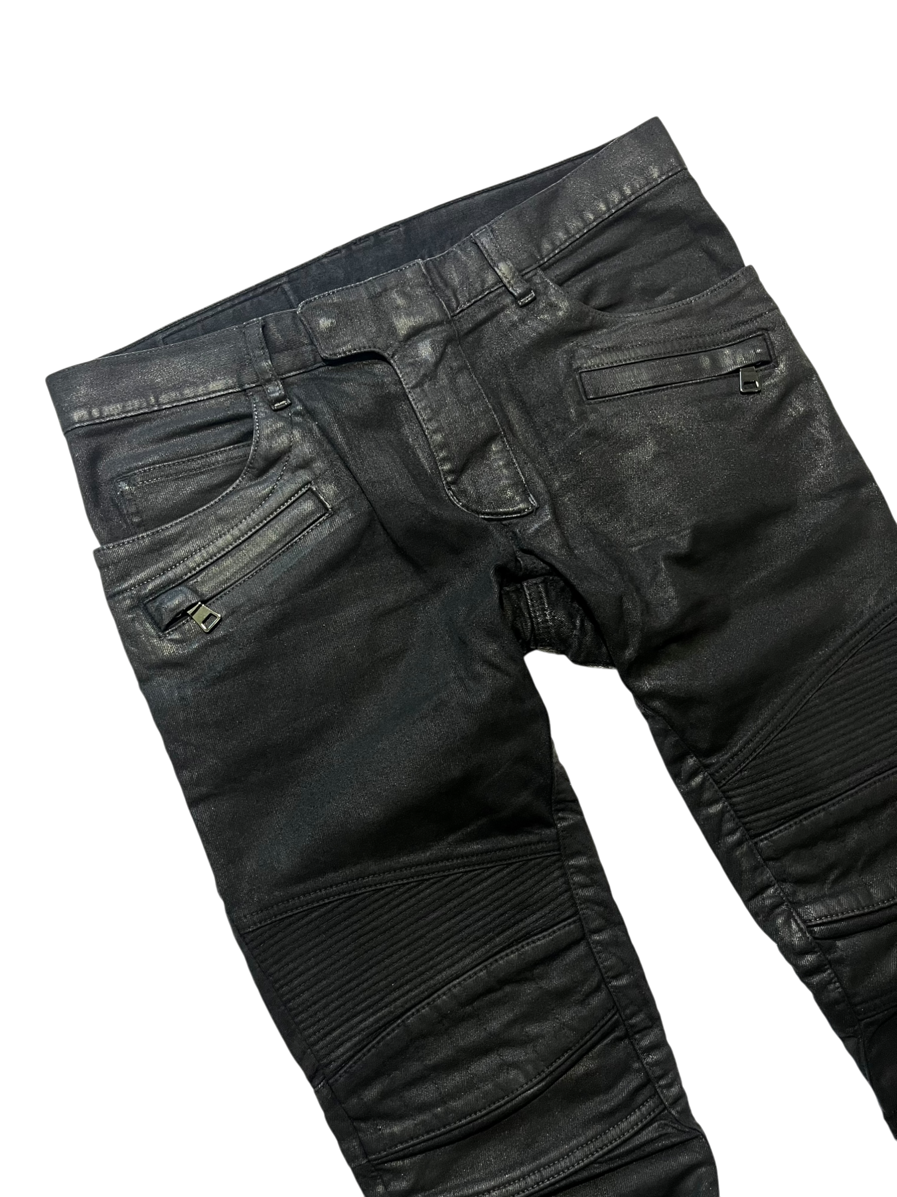 BALMAIN FW14 WAXED BIKER DENIM BY OLIVIER ROUSTEING