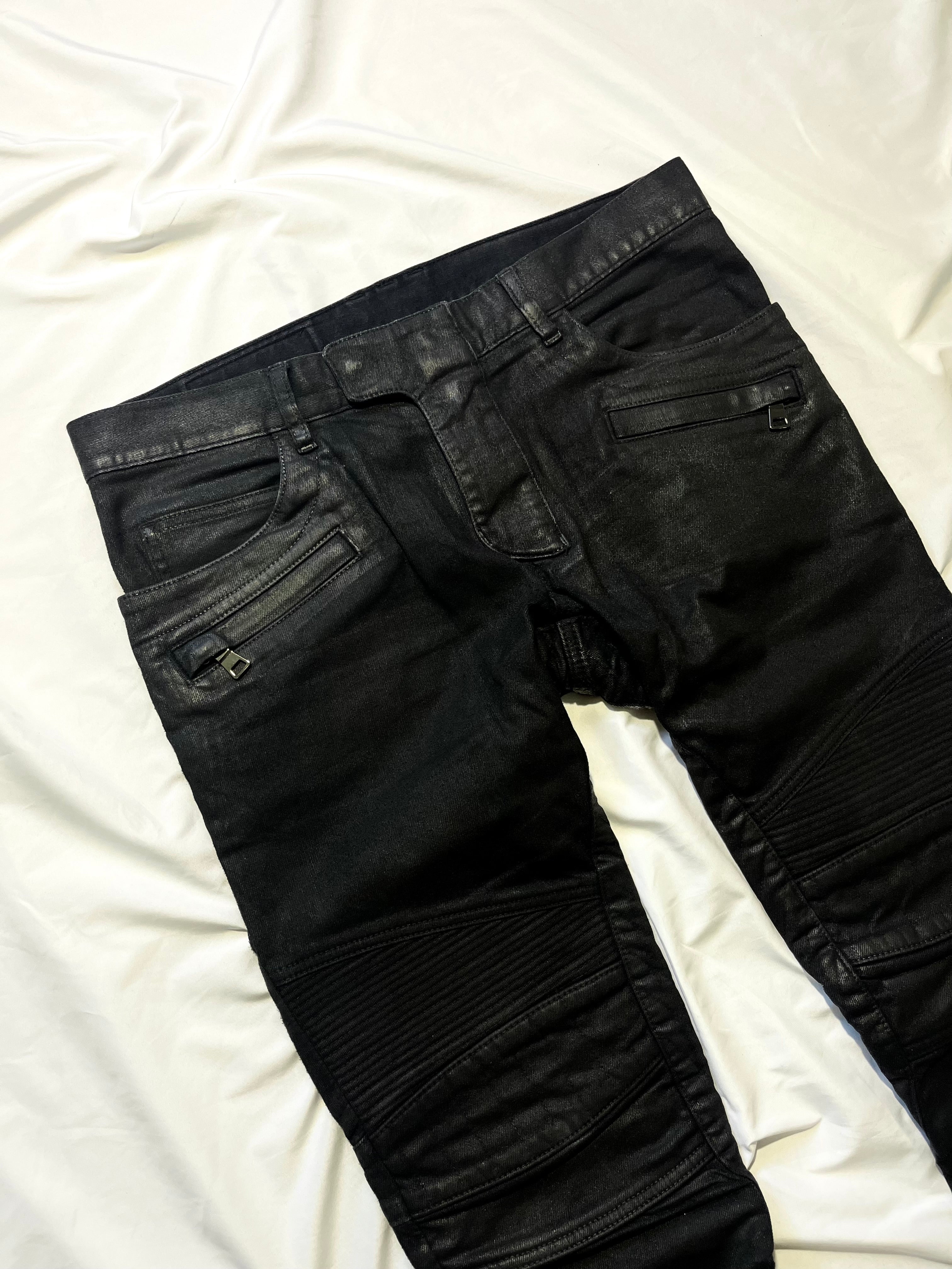 BALMAIN FW14 WAXED BIKER DENIM BY OLIVIER ROUSTEING
