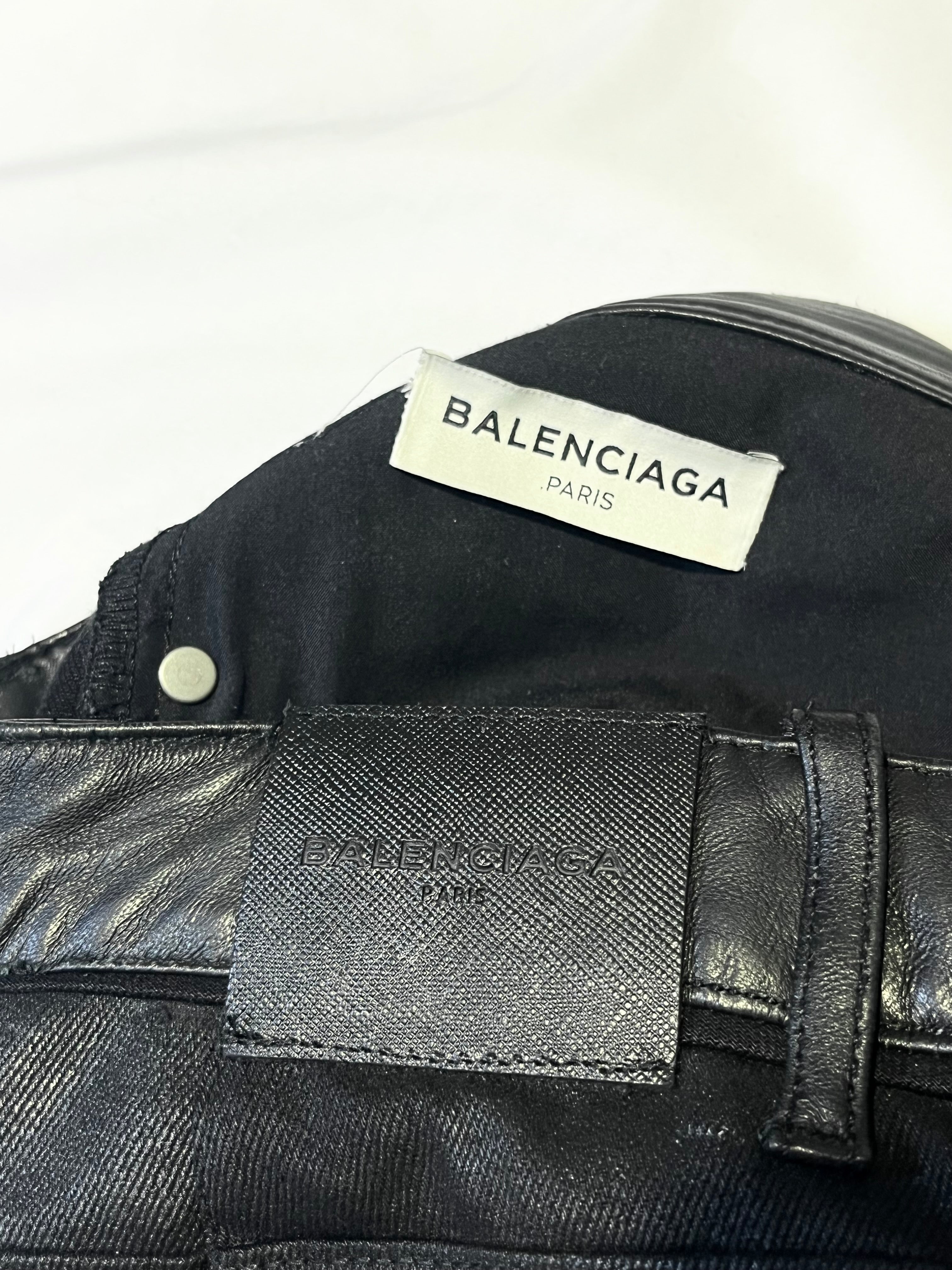 BALENCIAGA CUMMERBUND LEATHER WAISTBAND WAXED DENIM BY ALEXANDER WANG