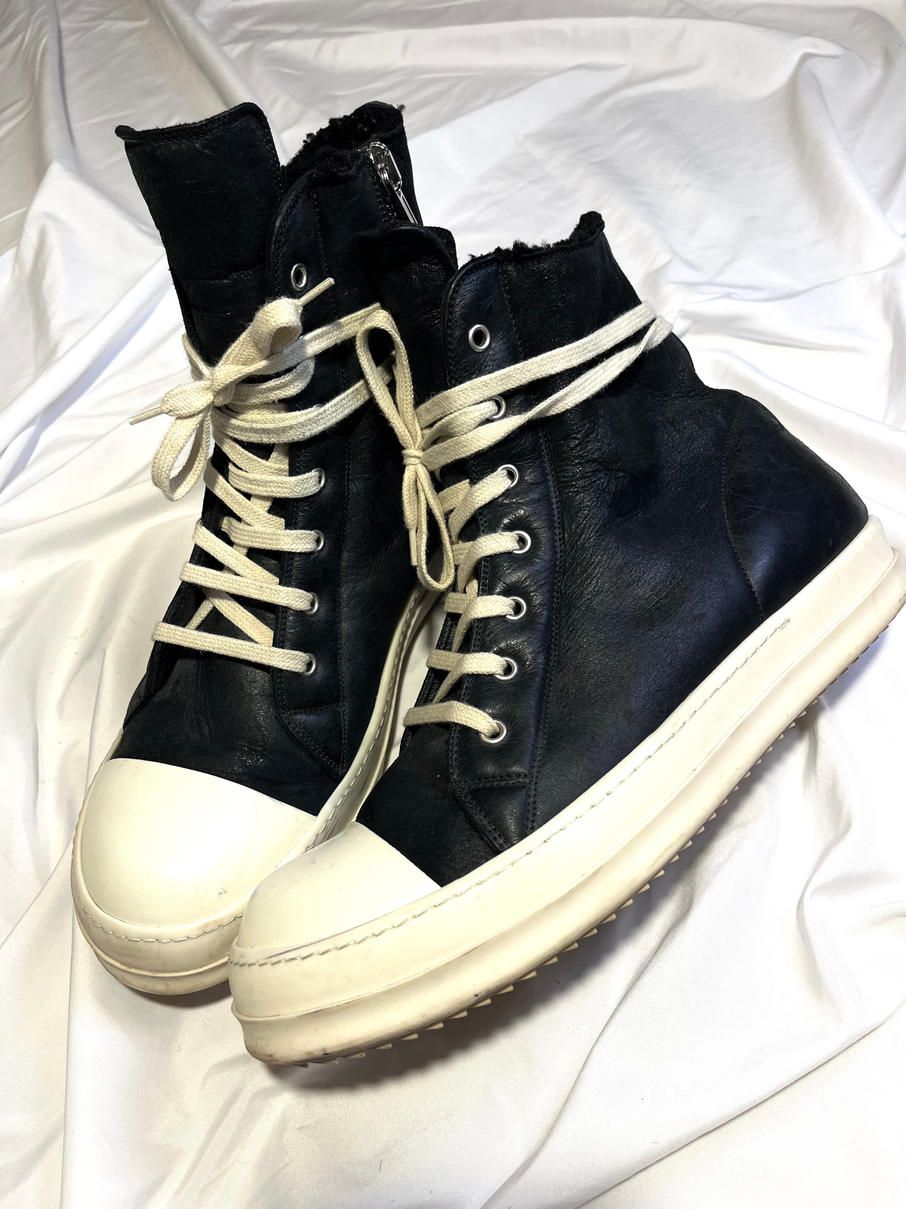 RICK OWENS FW17 'WALRUS' SHEARLING RAMONES HI-TOP