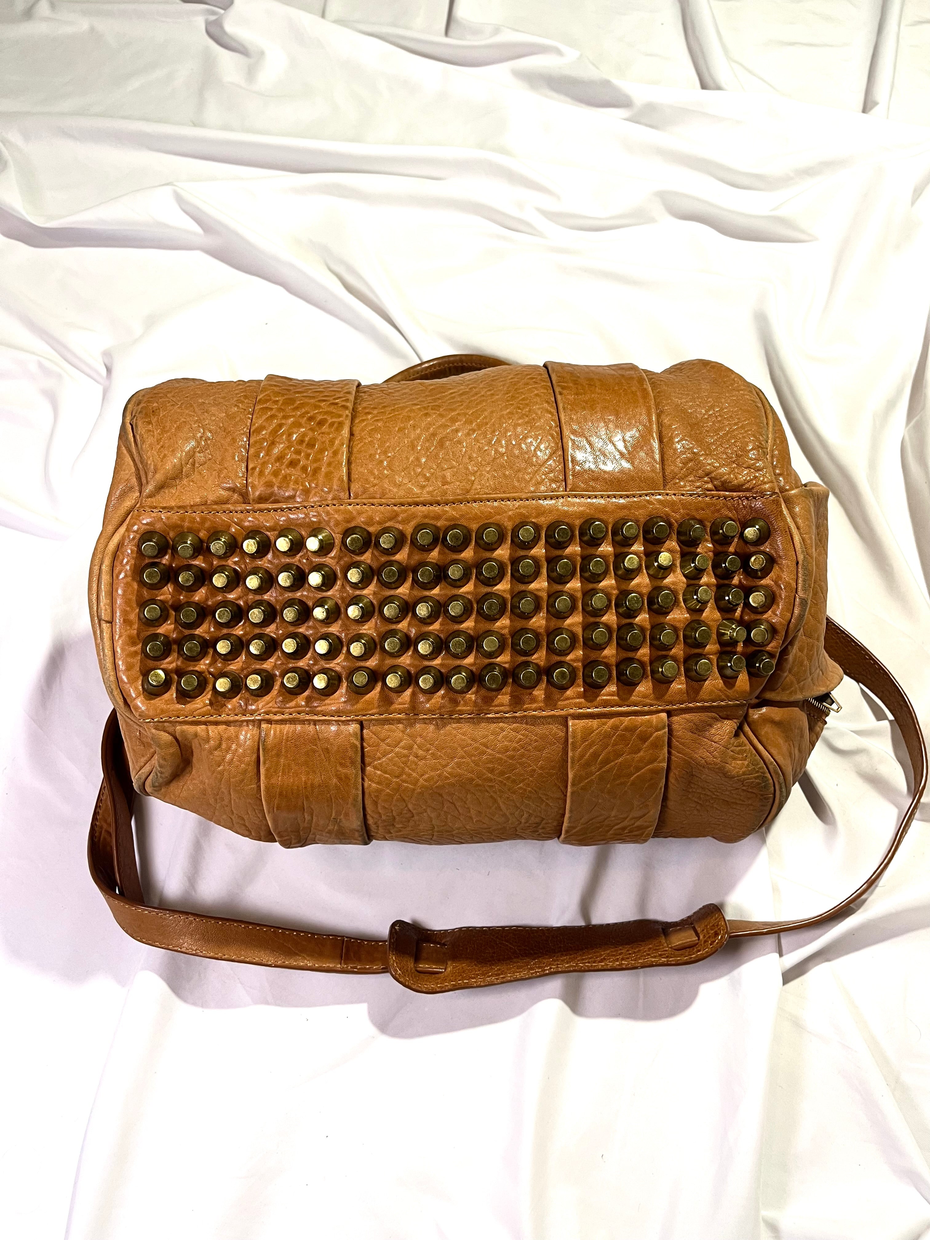 ALEXANDER WANG ROCKIE / ROCCO STUDDED COWHIDE LEATHER SHOULDER BAG IN CREAM