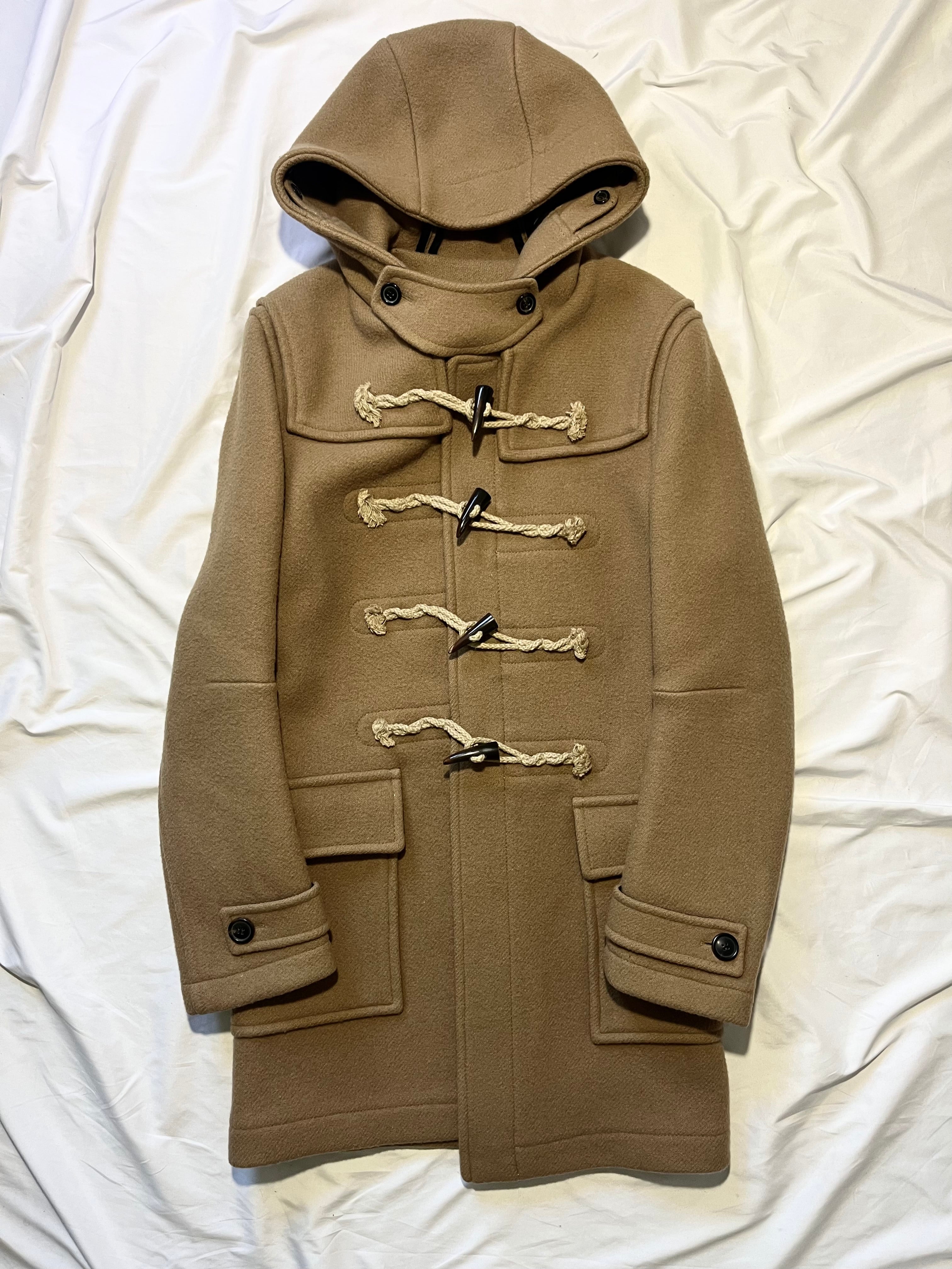 BALMAIN FW11 KHAKI WOODEN SPIKE DUFFLECOAT BY CRISTOPHE DECARNIN