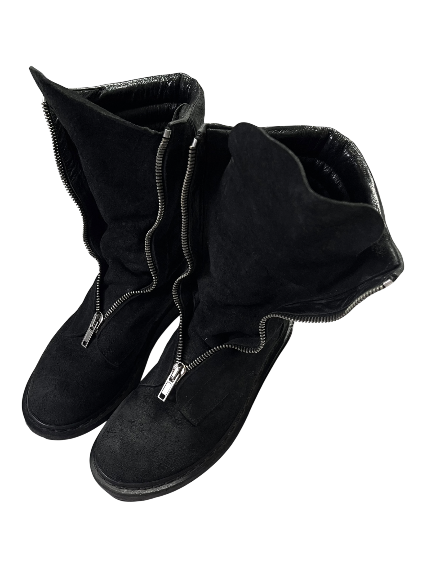 RICK OWENS FW11 'LIMO' MOHAWK FRONT ZIPPER BLISTERED LEATHER BOOTS