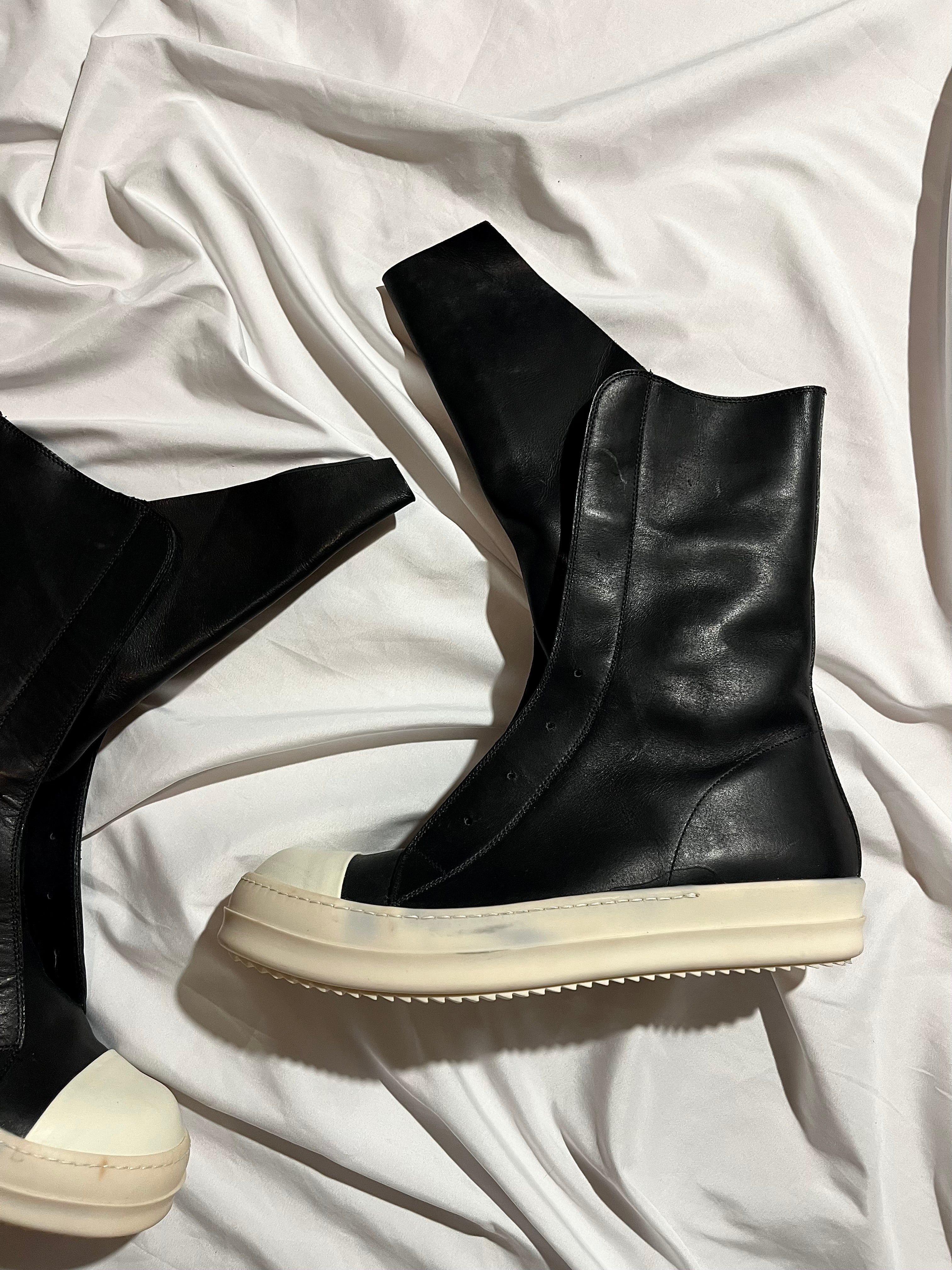 RICK OWENS SS15 'FAUN' BLACK/MILK OG LEATHER LACELESS /MOUNTAIN RAMONES