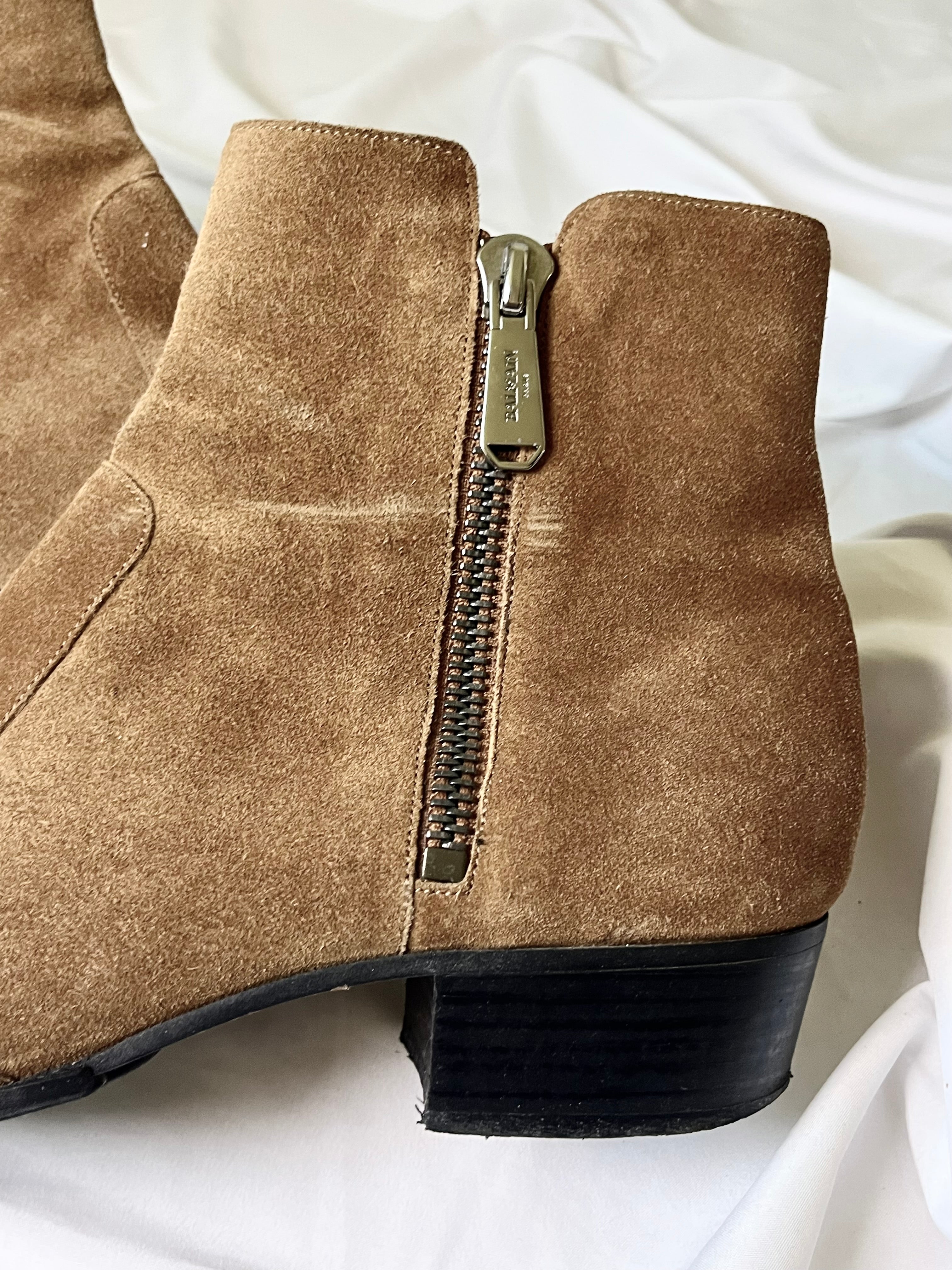 BALMAIN ANTHOS DOUBLE ZIP CHELSEA KHAKI SUEDE BOOTS BY OLIVIER ROUSTEING