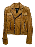 BALMAIN STITCHED SLEEVES PERFECTO BIKER JACKET IN 36 BY OLIVIER ROUSTEING