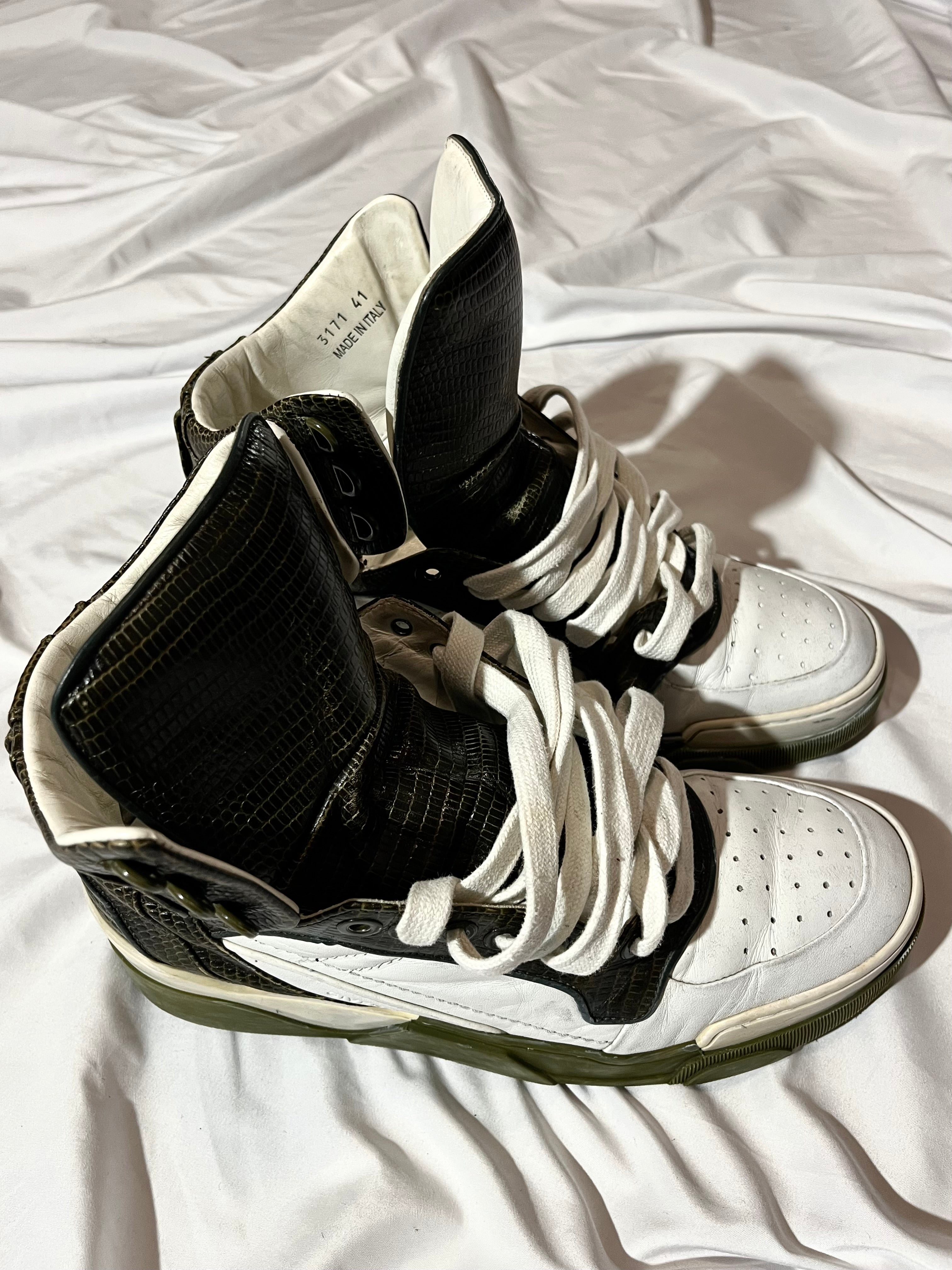 GIVENCHY TYSON DARK GREEN LIZARD SKIN HI-TOP SNEAKERS IN 41