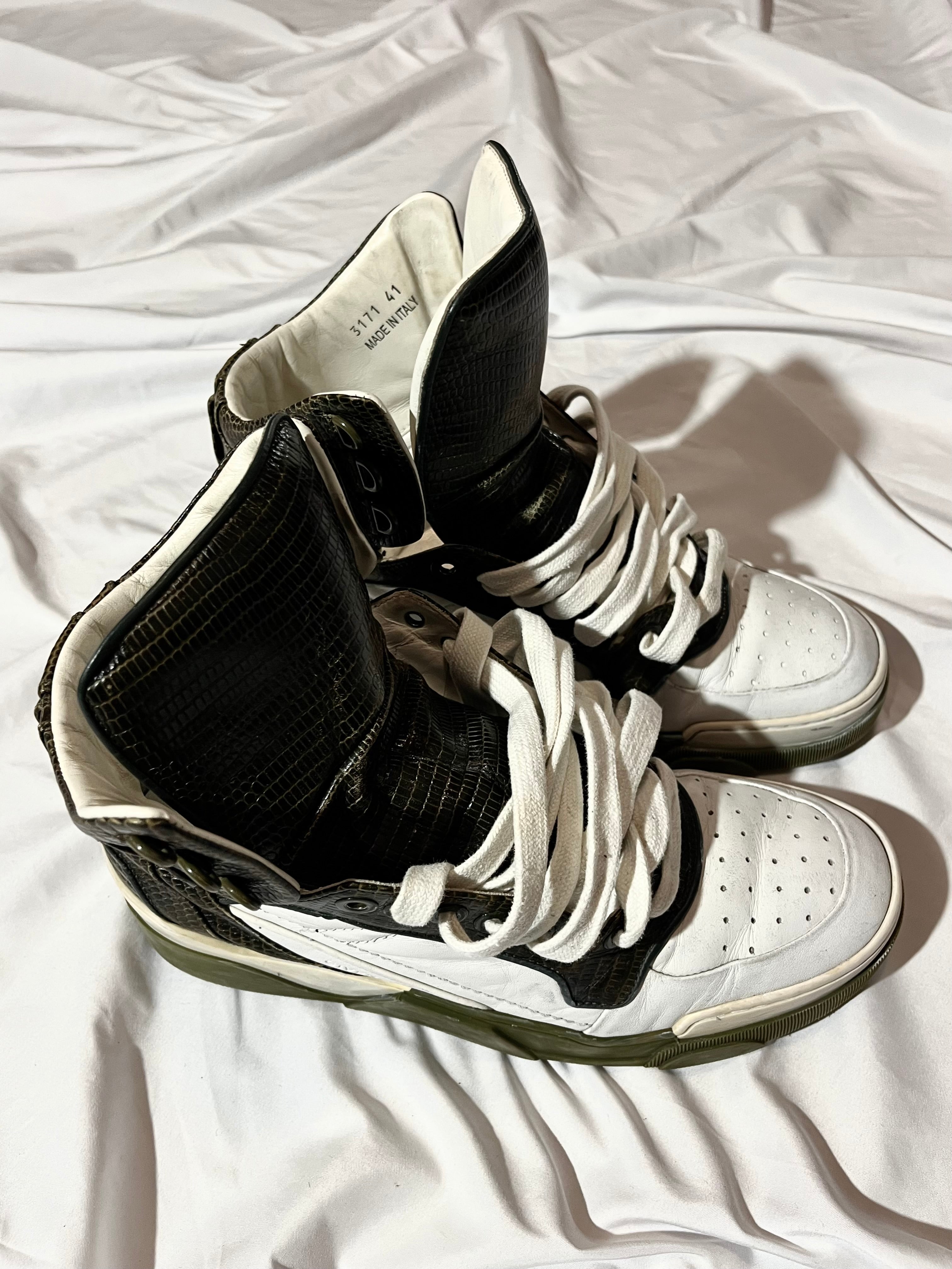 GIVENCHY TYSON DARK GREEN LIZARD SKIN HI-TOP SNEAKERS IN 41
