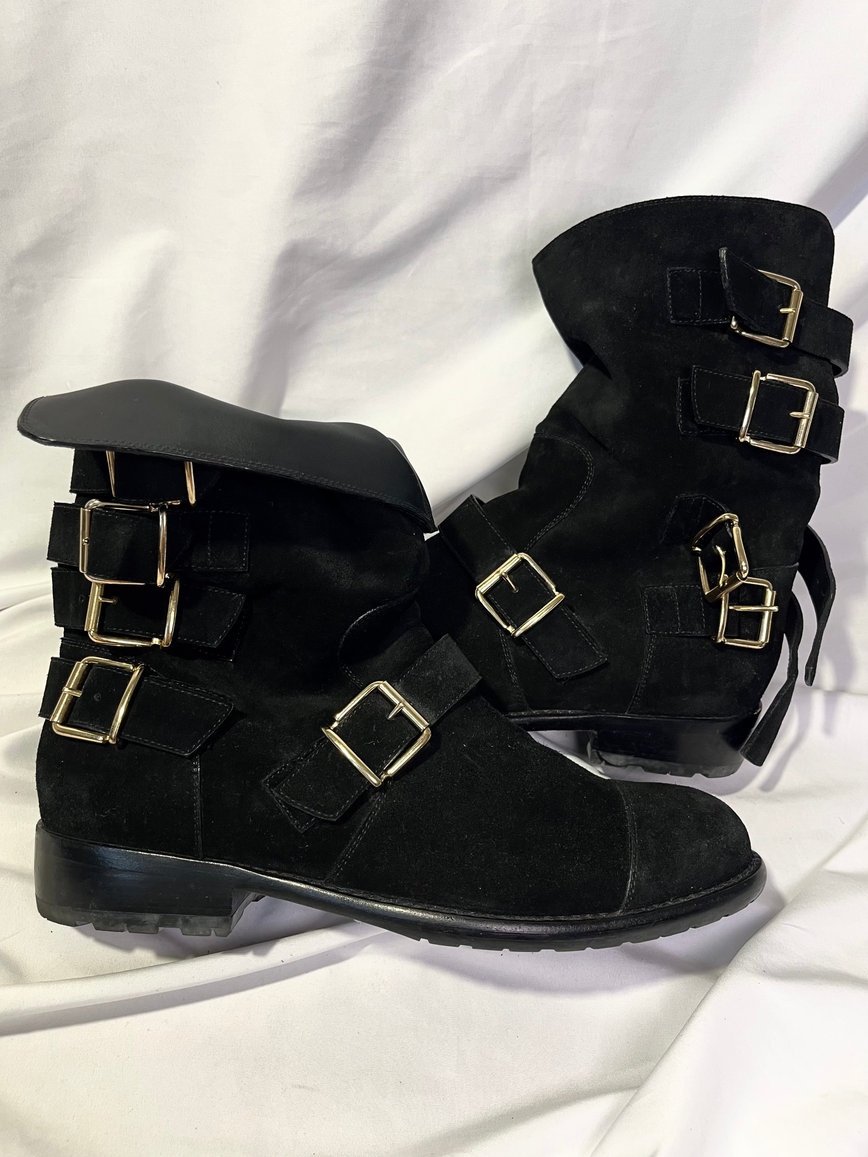 GIUSEPPE ZANOTTI FW12 ENGINEER BOOTS IN BLACK SUEDE LEATHER