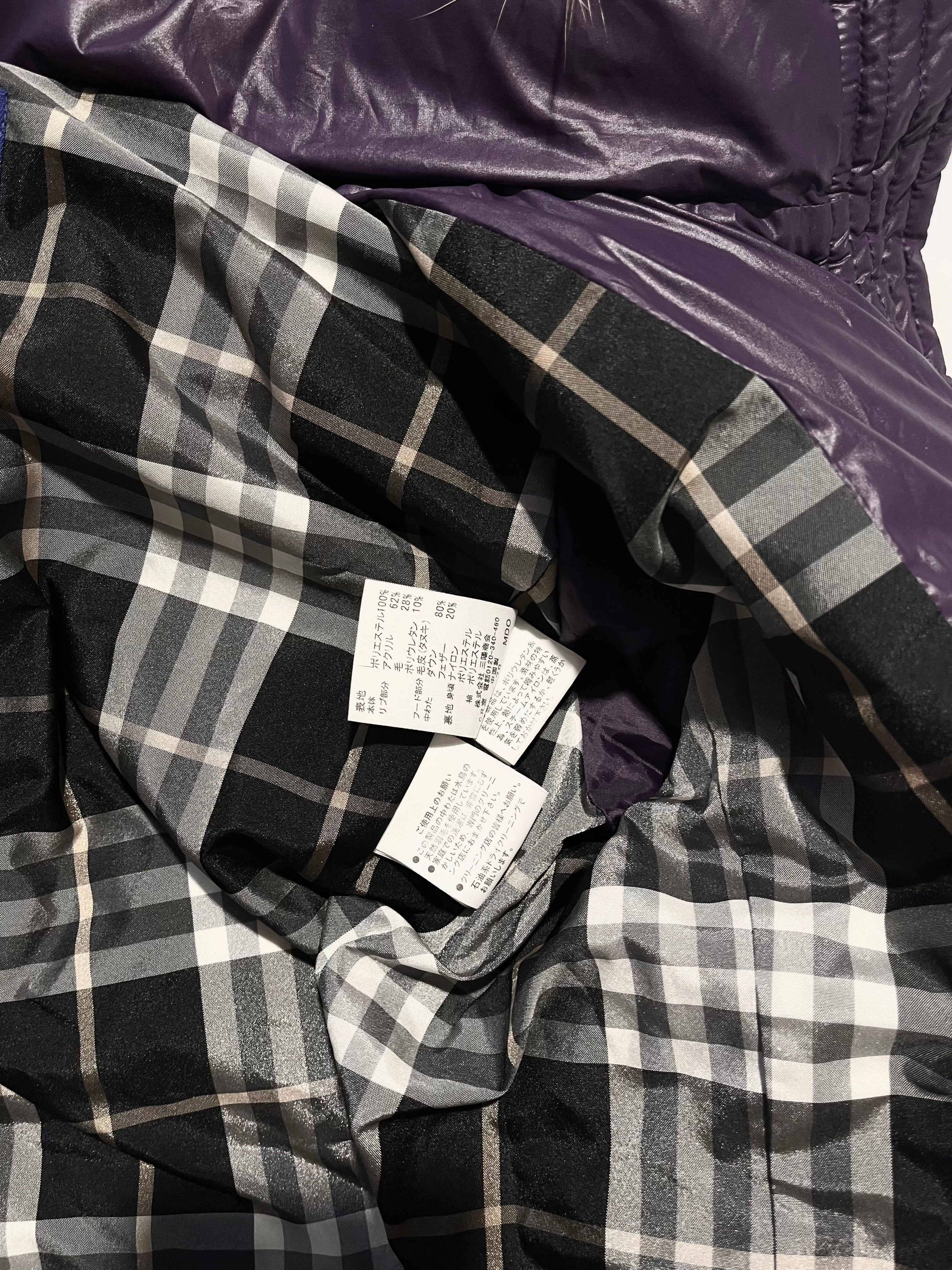 BURBERRY BLUE LABEL 2009 REAL FUR NOVA CHECK PUFFER DOWN JACKET