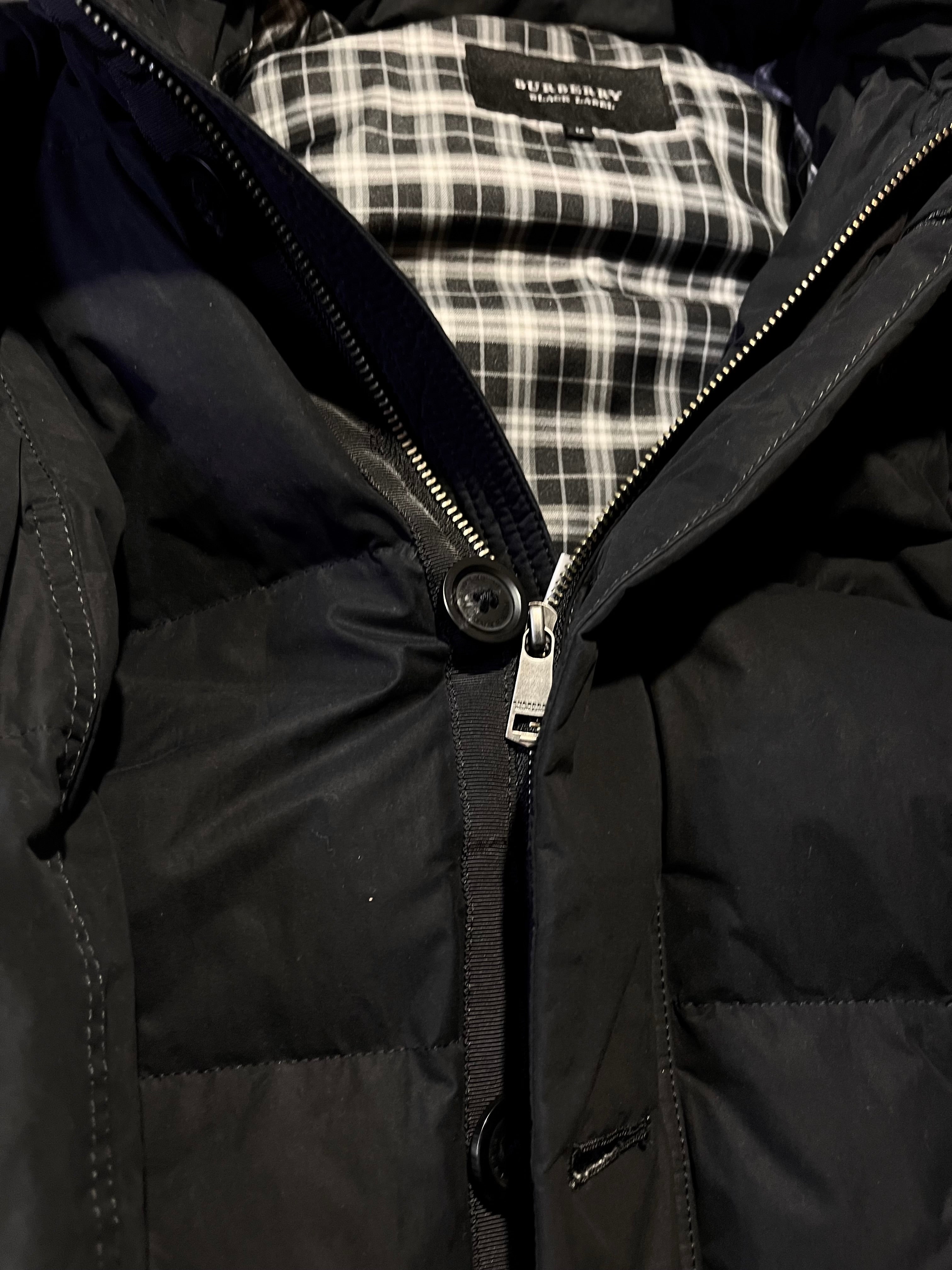 BURBERRY BLACK LABEL 2009 REAL FUR NOVA CHECK PUFFER DOWN JACKET
