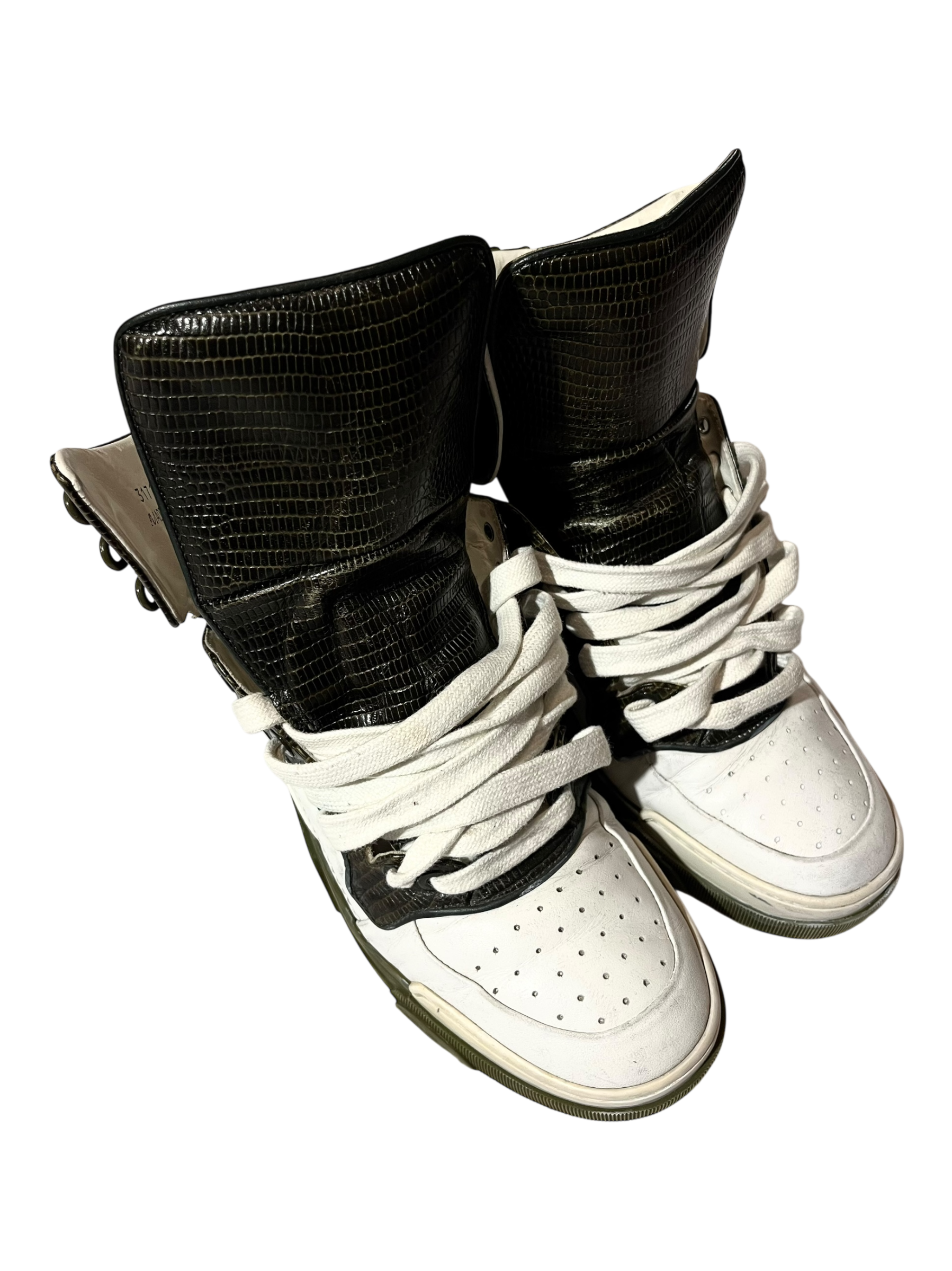 GIVENCHY TYSON DARK GREEN LIZARD SKIN HI-TOP SNEAKERS IN 41