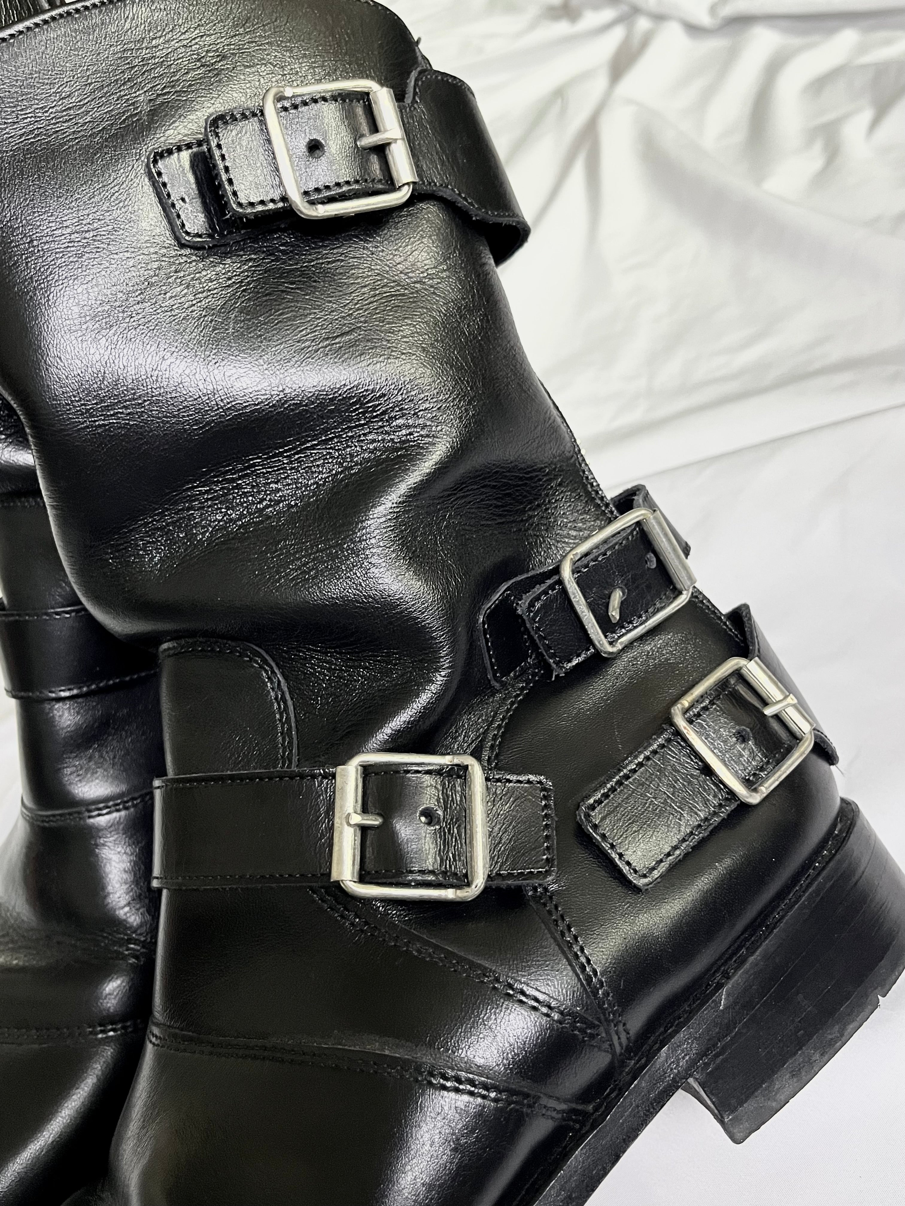 BALMAIN FW12 ENGINEER BOOTS IN BLACK LEATHER BY CHRISTOPHE DECARNIN