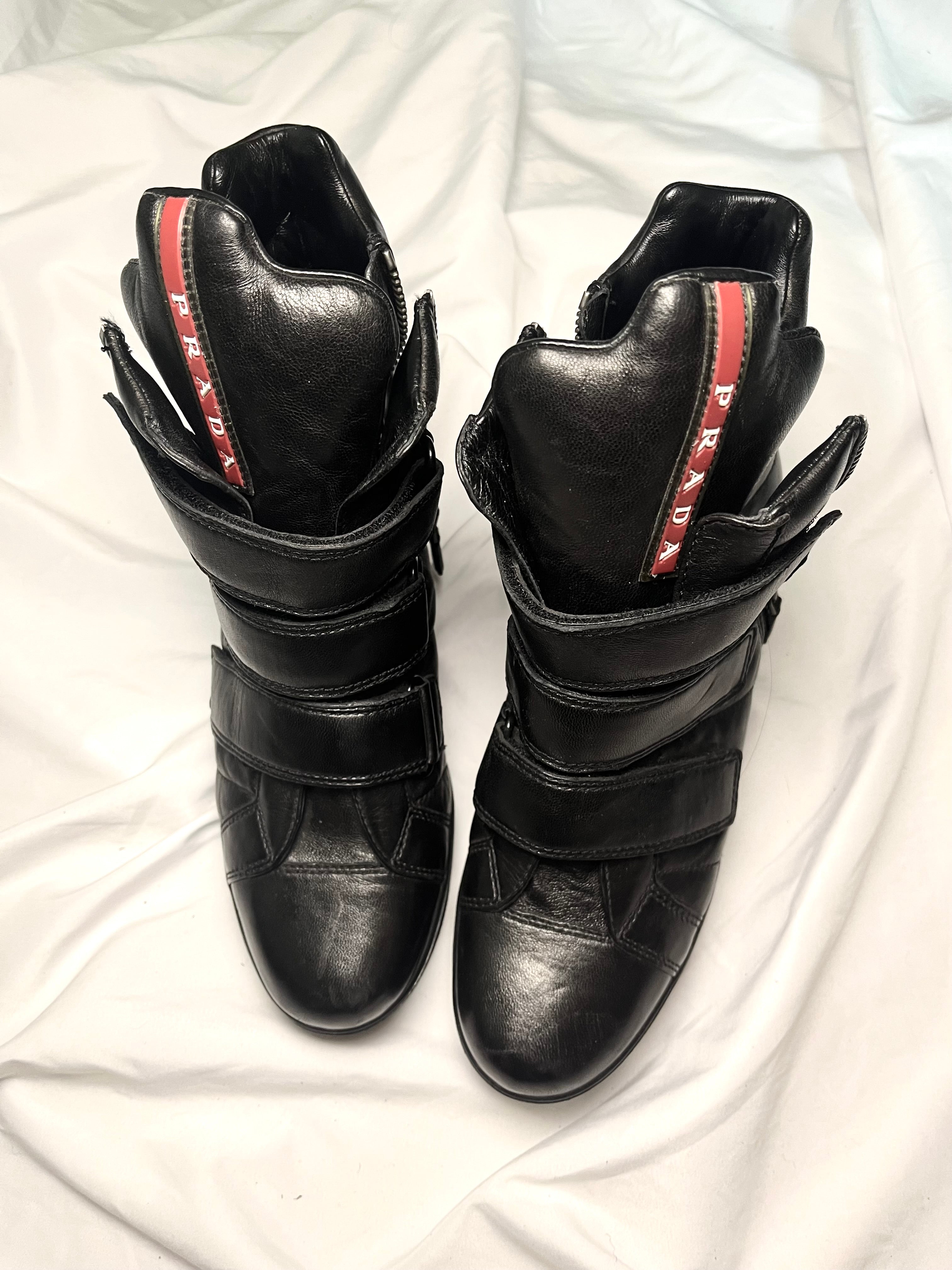 PRADA WEDGE SNEAKERS LEATHER
