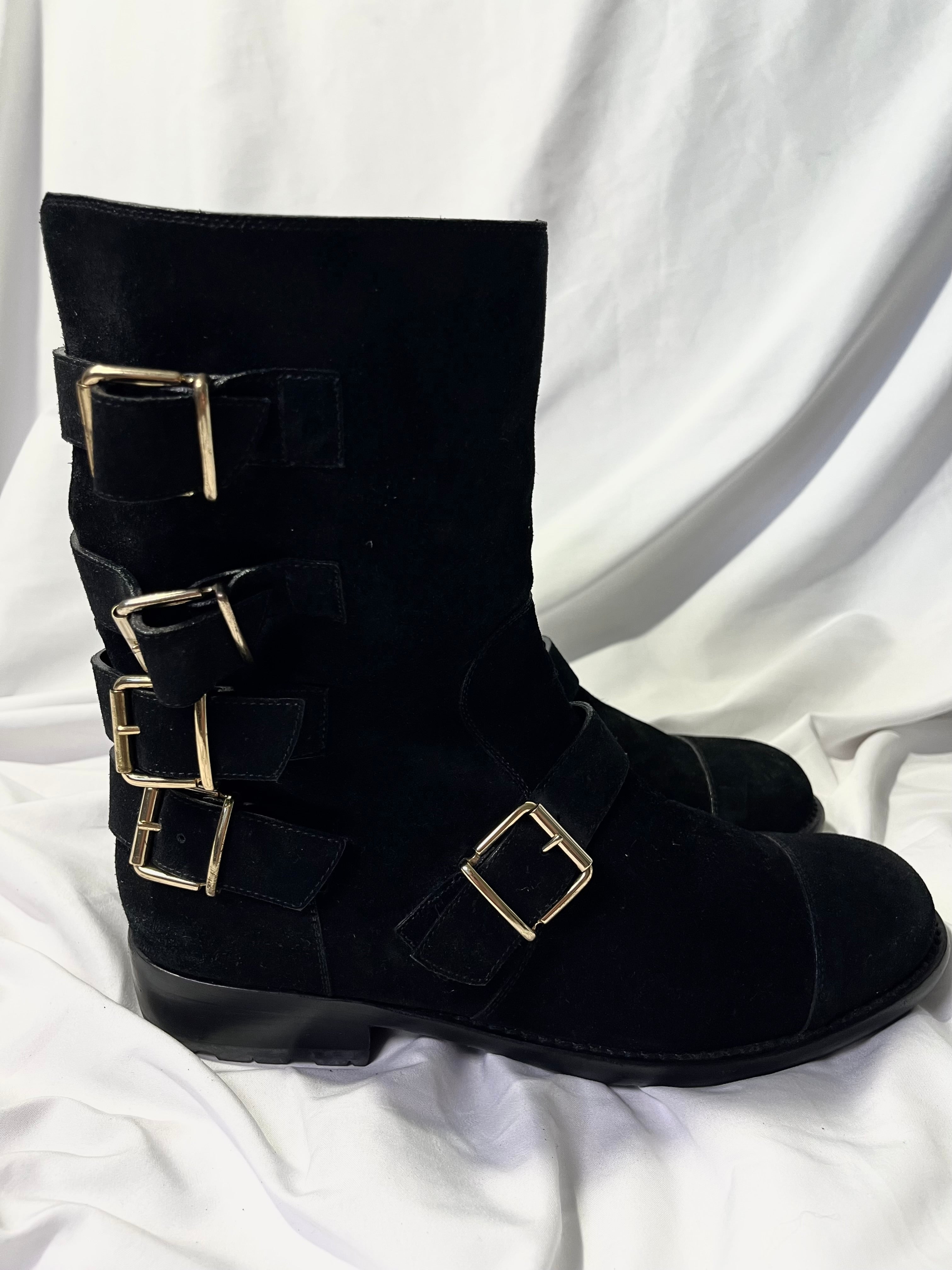 GIUSEPPE ZANOTTI FW12 ENGINEER BOOTS IN BLACK SUEDE LEATHER