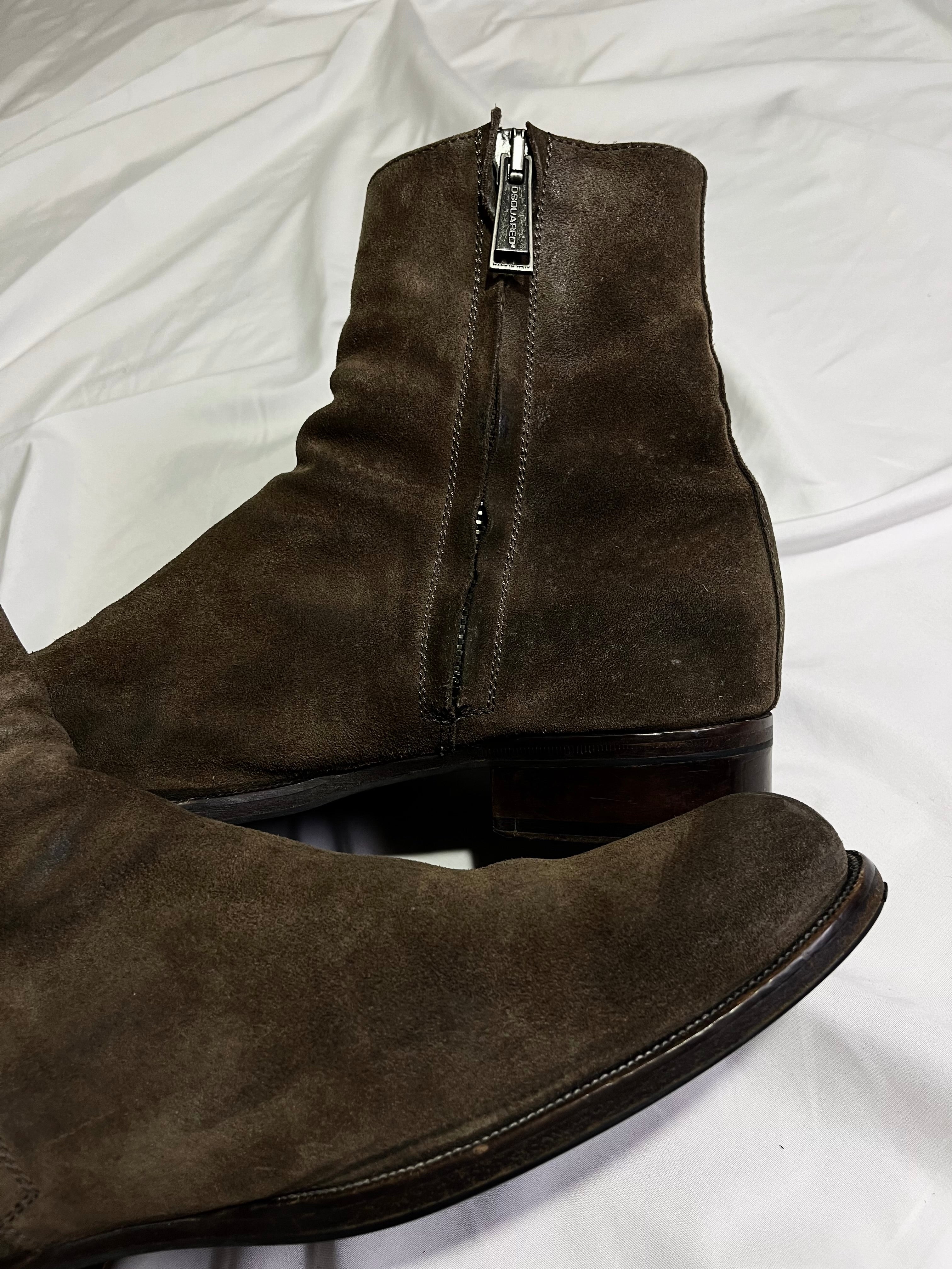 DSQUARED2 RUNWAY COGNAC SUEDE CHELSEA BOOTS