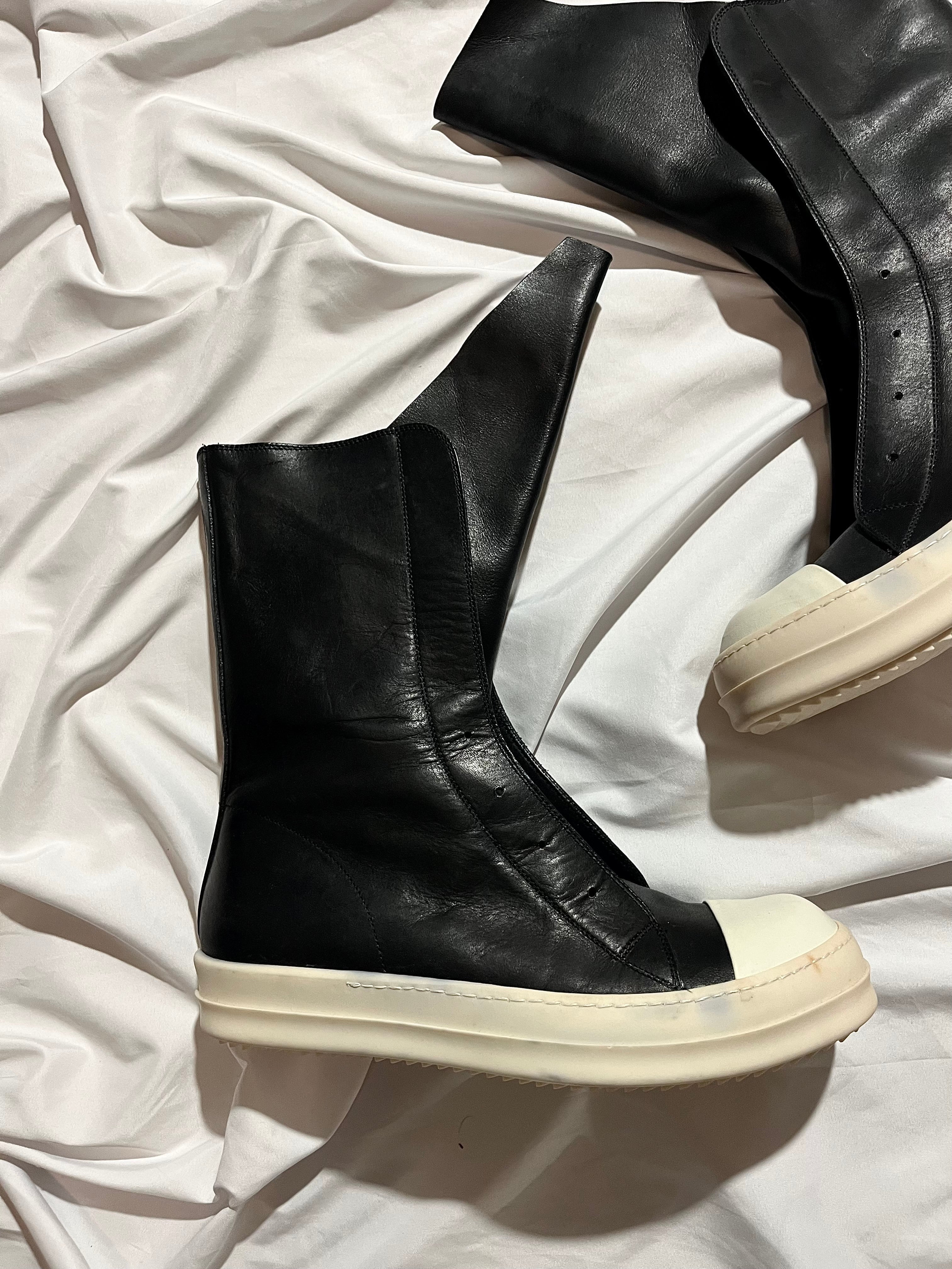 RICK OWENS SS15 'FAUN' BLACK/MILK OG LEATHER LACELESS /MOUNTAIN RAMONES