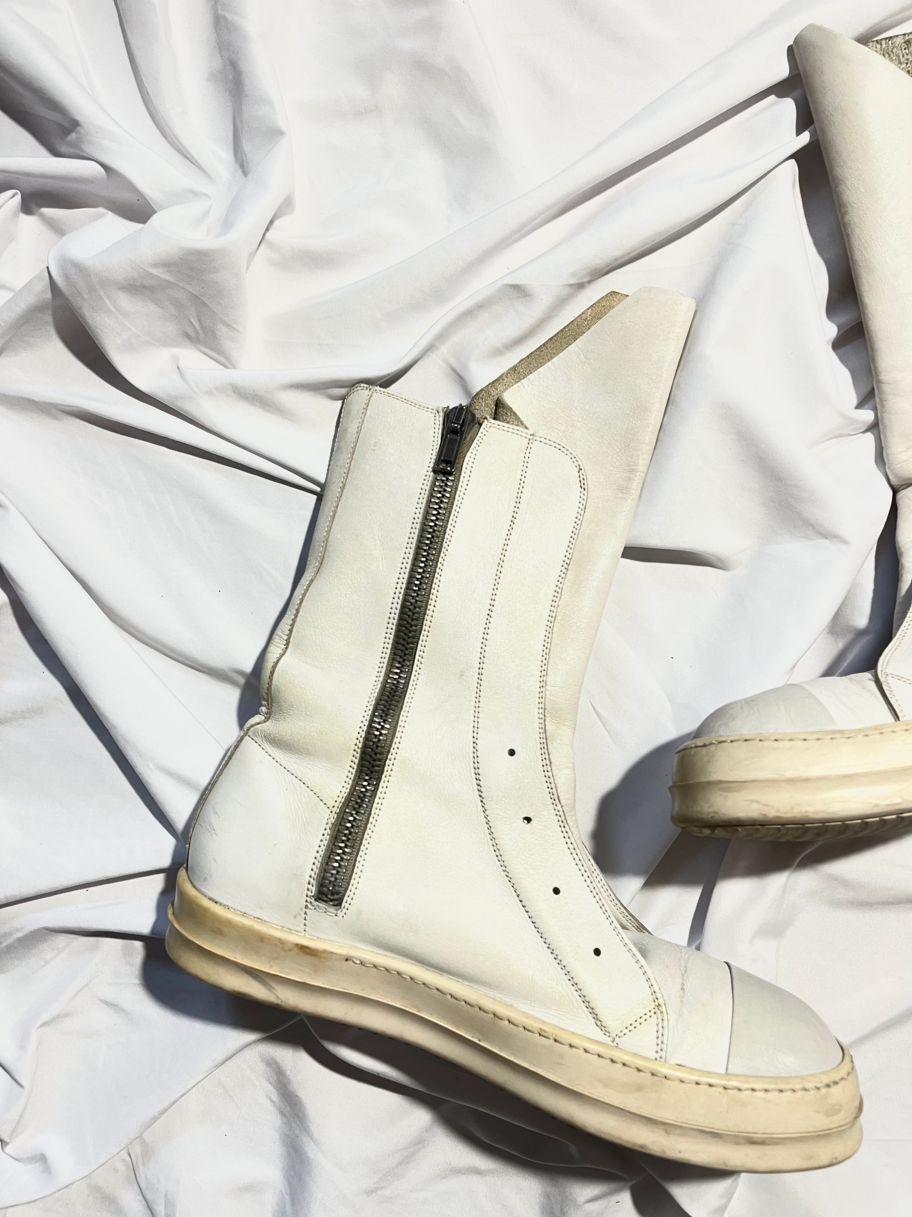 RICK OWENS WHITE/MILK LEATHER LACELESS /MOUNTAIN RAMONES