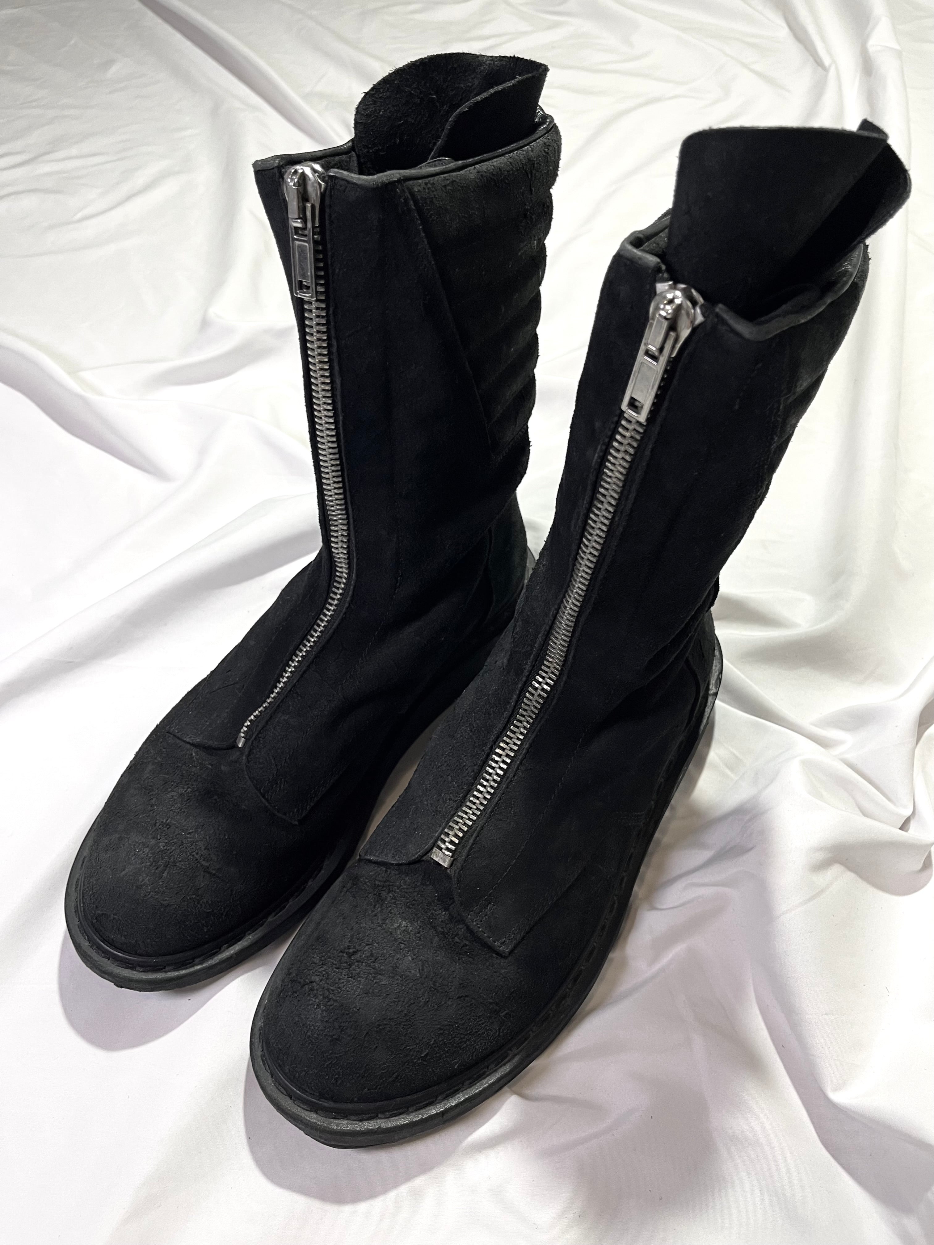 RICK OWENS FW11 'LIMO' MOHAWK FRONT ZIPPER BLISTERED LEATHER BOOTS