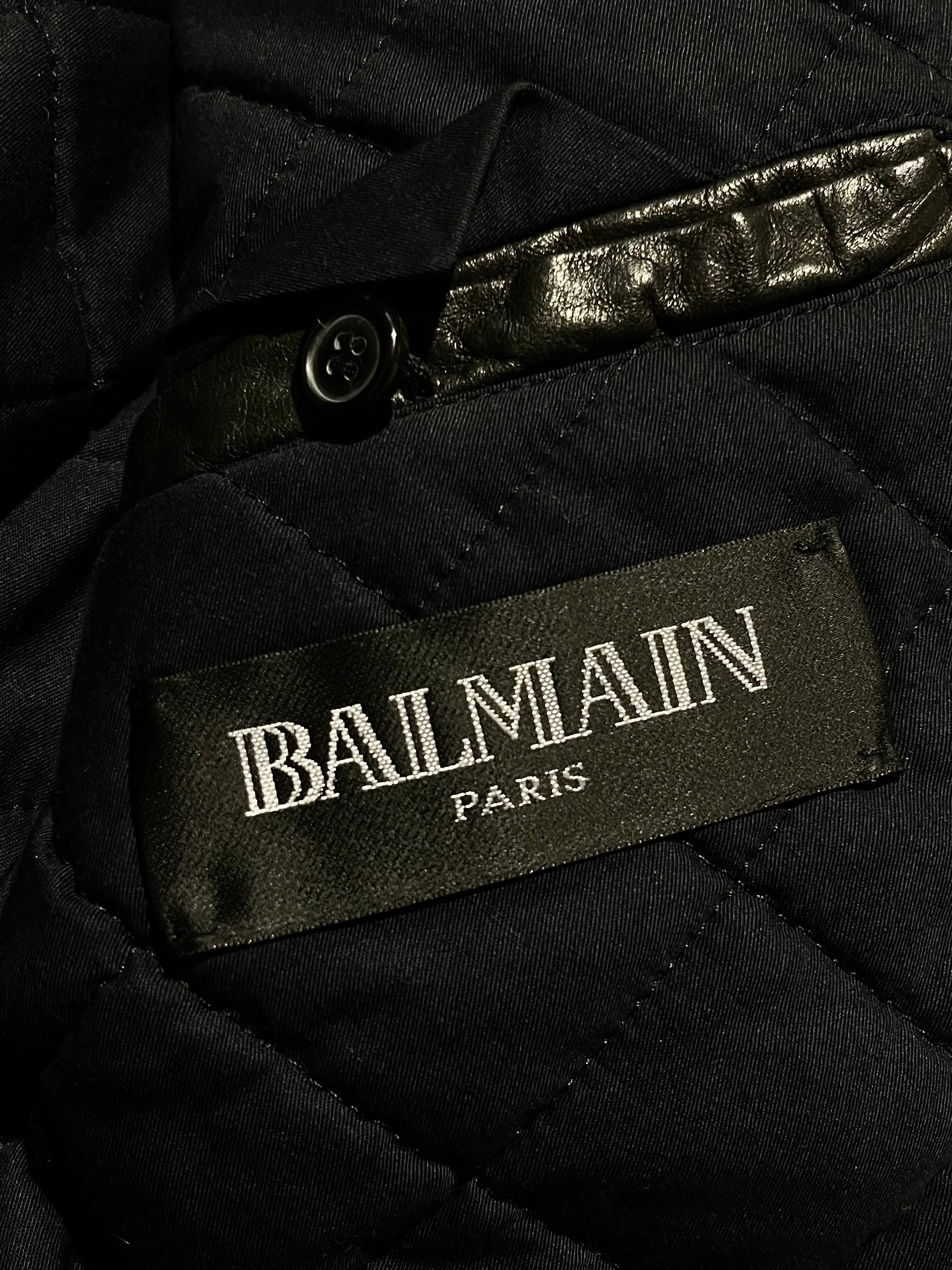 BALMAIN FW12 MIDNIGHT BLUE CALFHAIR AND COWHIDE PERFECTO BIKER JACKET IN 44