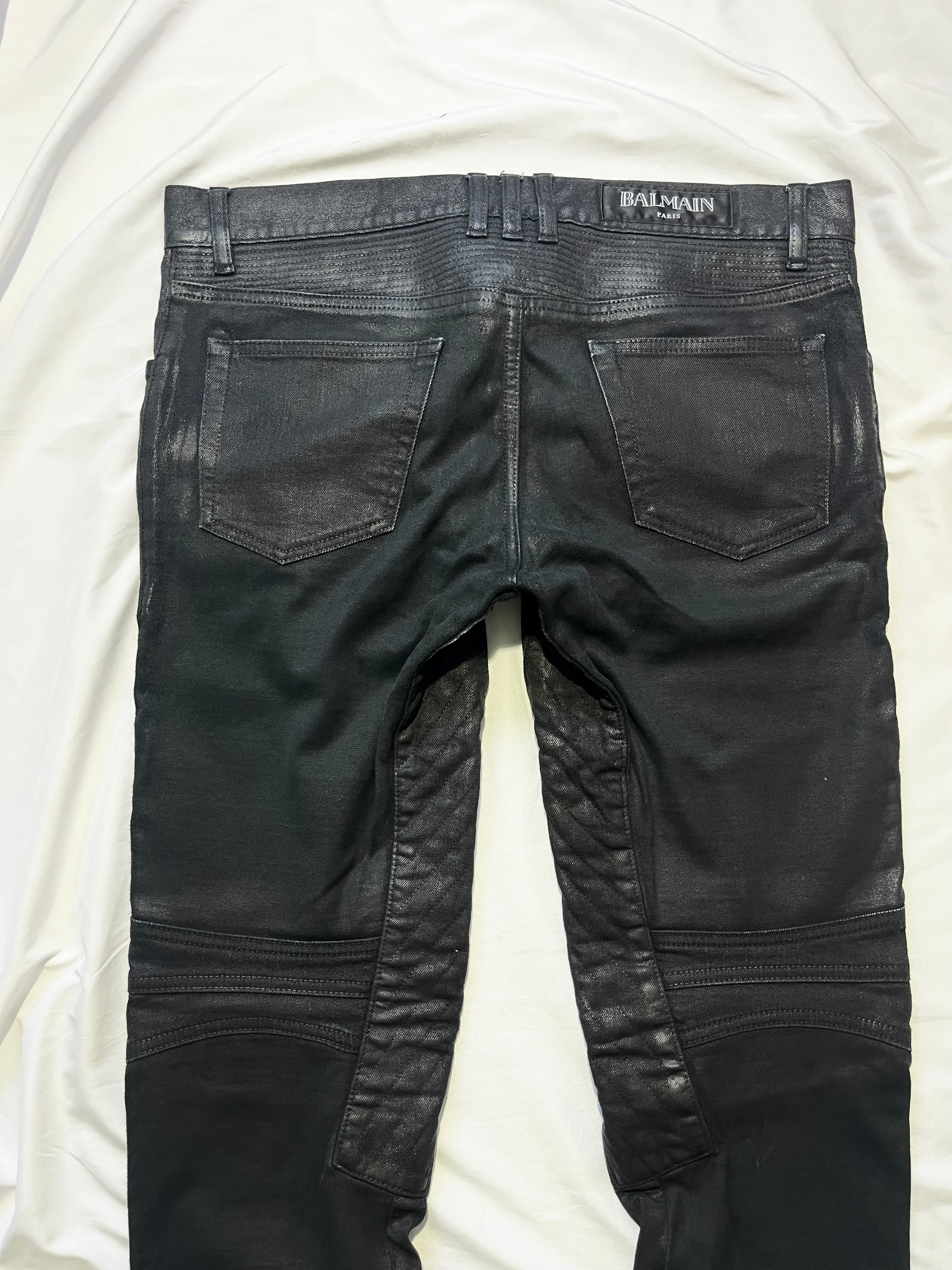 BALMAIN FW14 WAXED BIKER DENIM BY OLIVIER ROUSTEING