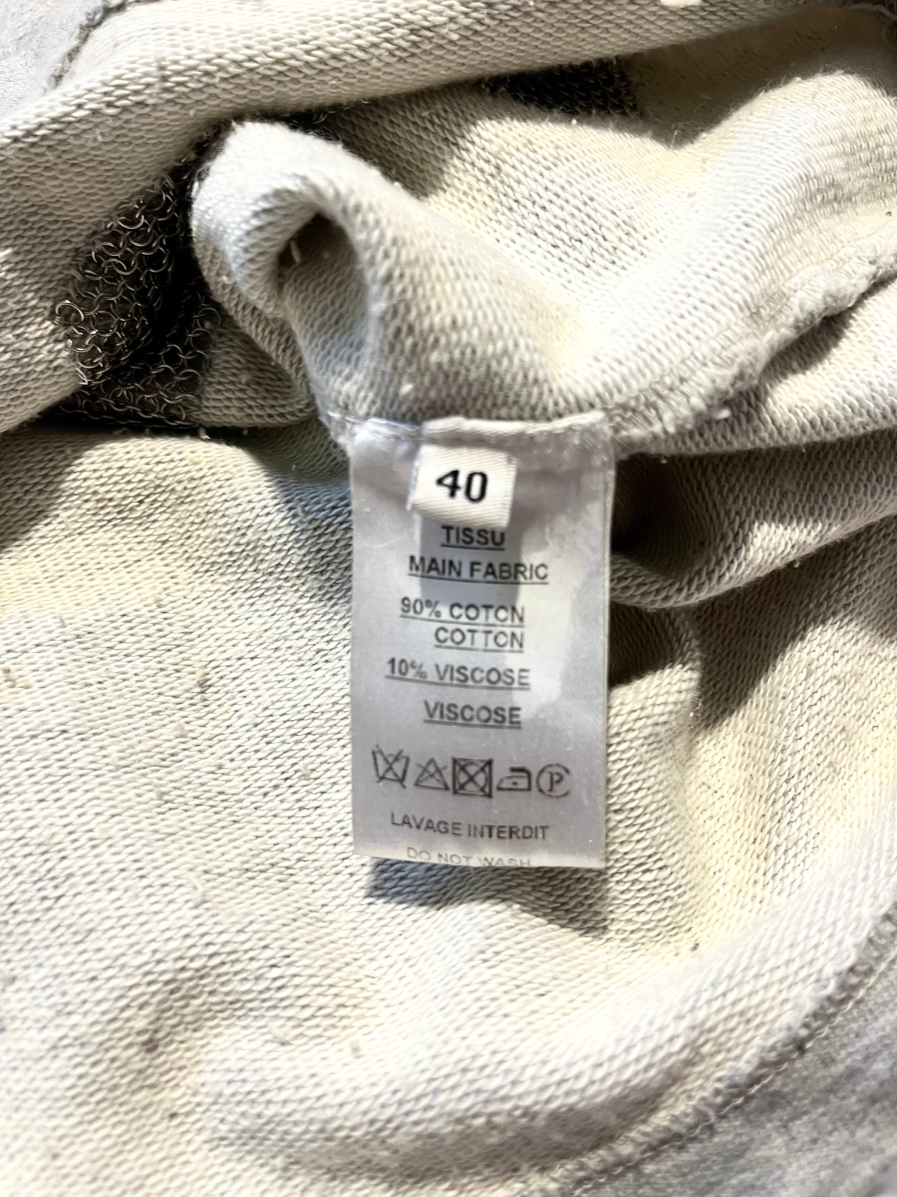 BALMAIN SS11 GRAY SHOTGUN DISTRESSED CHAINMAIL SWEATSHIRT BY CRISTOPHE DECARNIN SIZE 40