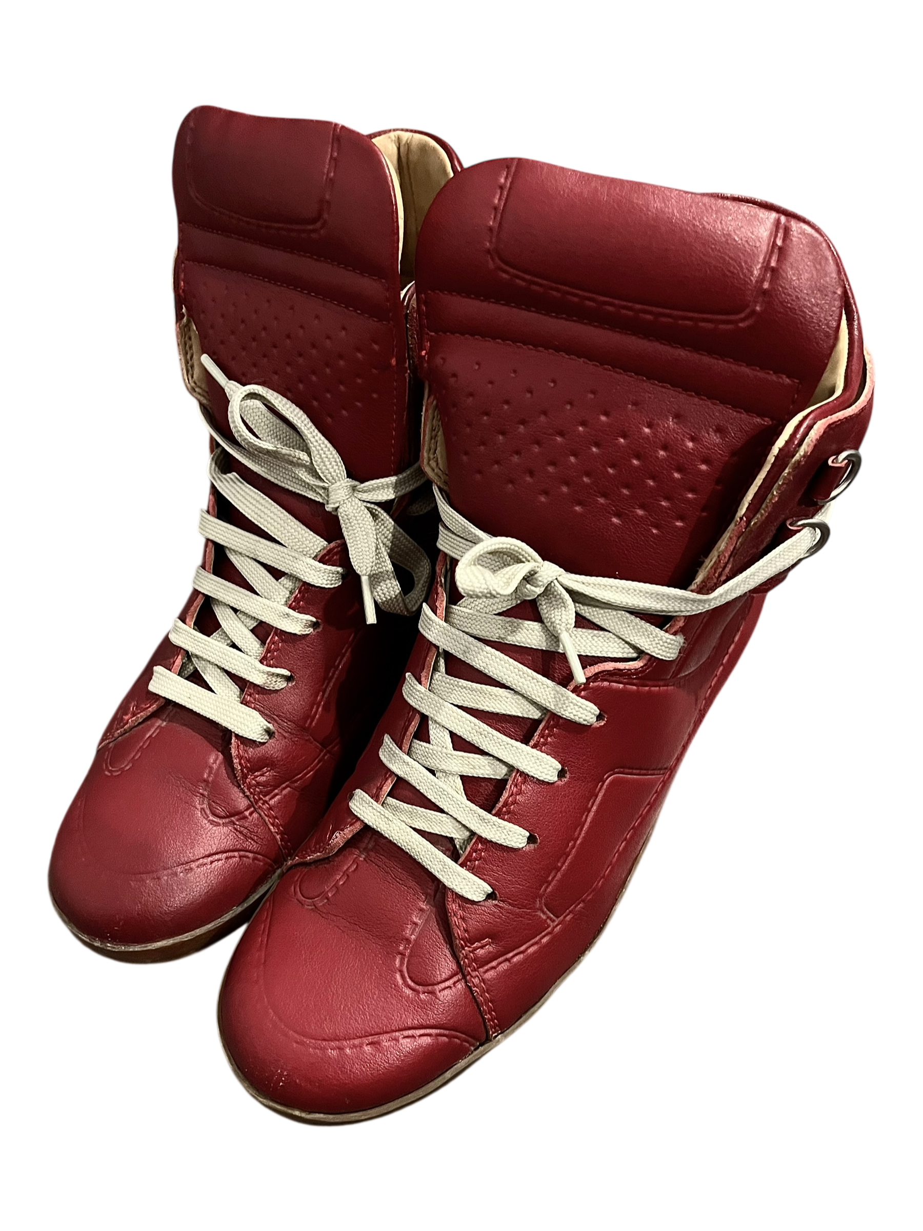 MAISON MARTIN MARGIELA X H&M HIGH TOP SNEAKER RED/GUM LEATHER HIGH TOP SNEAKERS IN 41