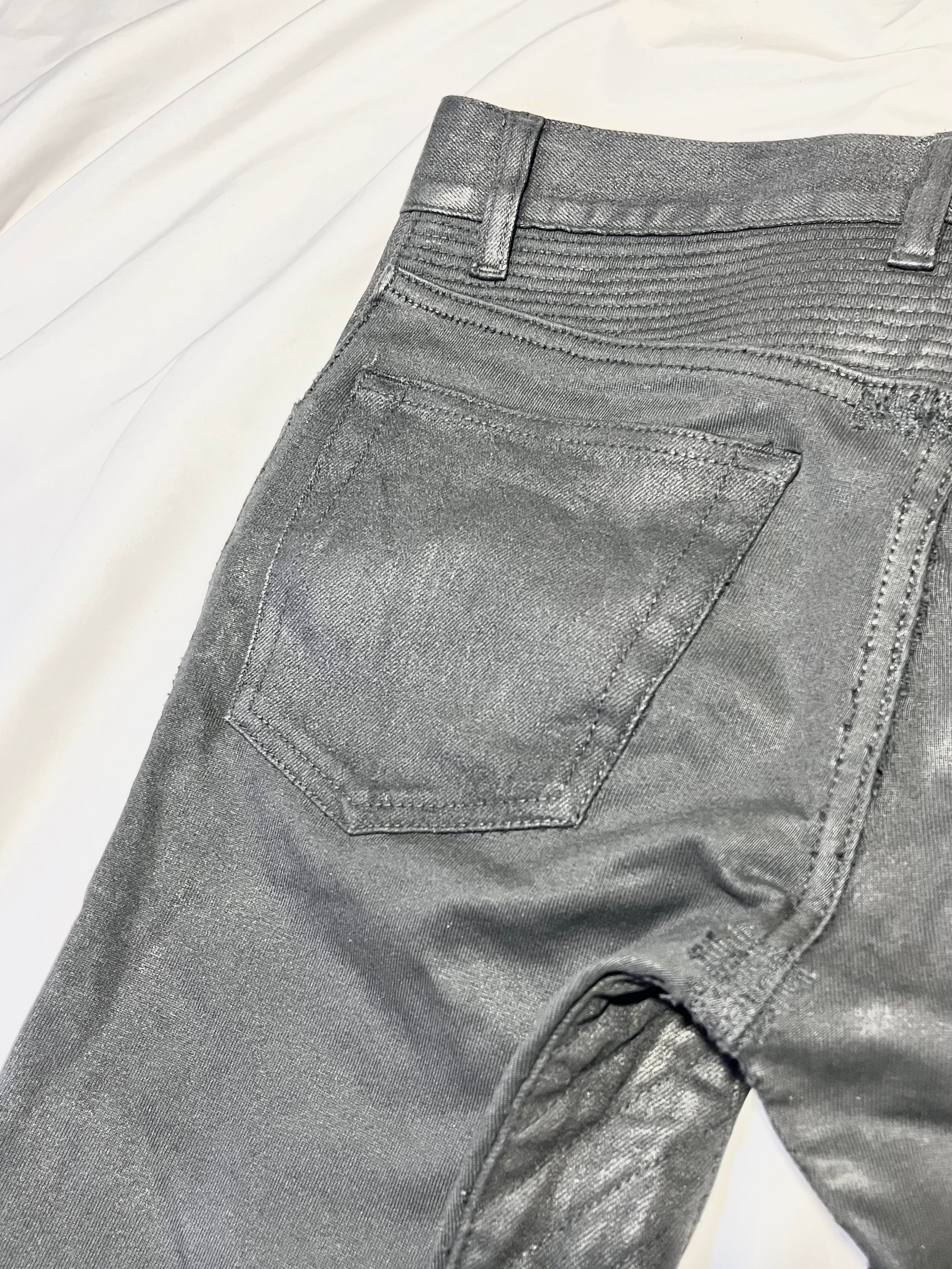 BALMAIN FW14 WAXED BIKER DENIM BY OLIVIER ROUSTEING IN W28