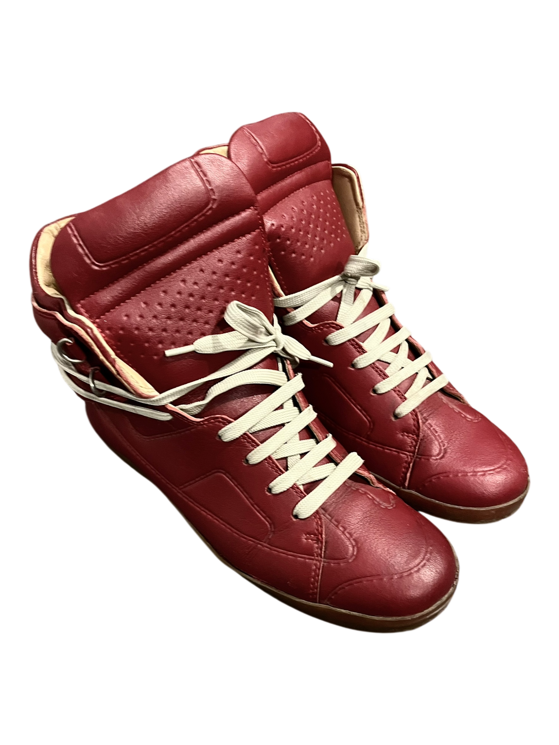 MAISON MARTIN MARGIELA X H&M HIGH TOP SNEAKER RED/GUM LEATHER HIGH TOP SNEAKERS IN 41