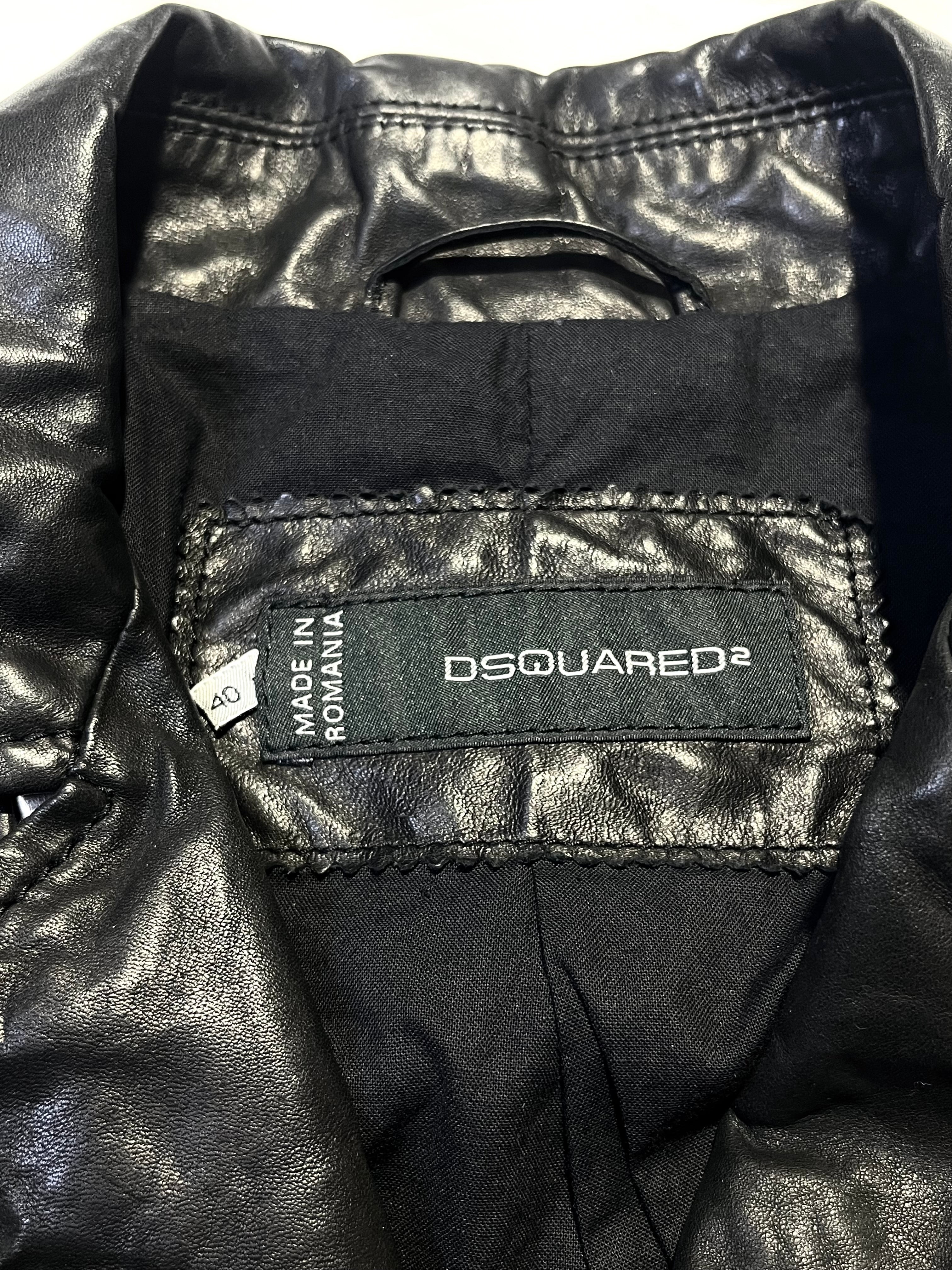 DSQUARED2 STUDDED PERFECTO BIKER LEATHER JACKET IN SIZE 40