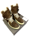 RICK OWENS BROWN/MILK SUEDE LEATHER GEOBASKETS