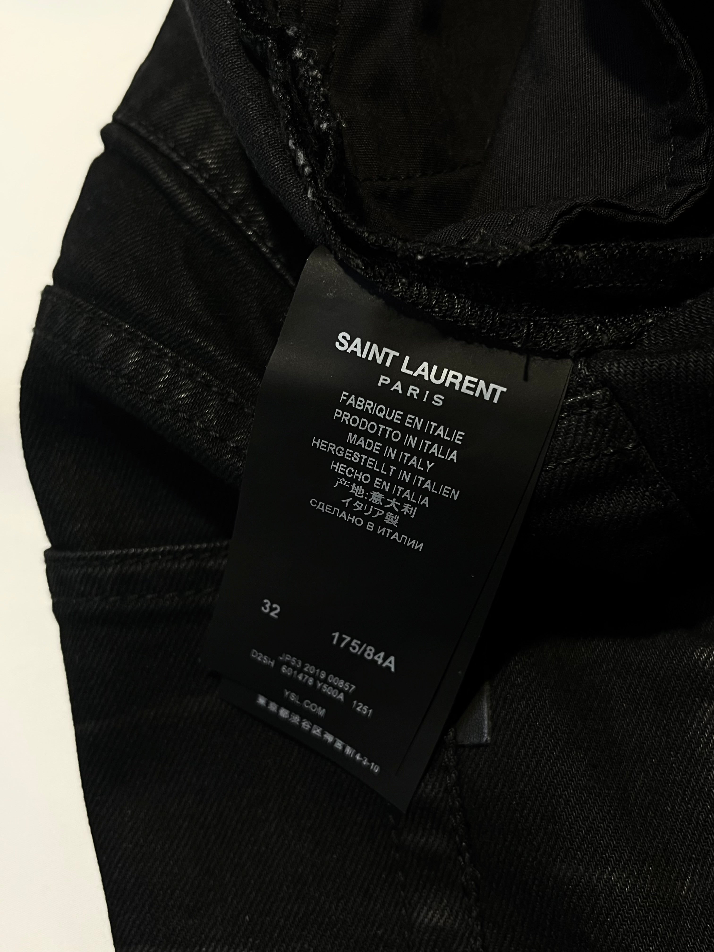 SAINT LAURENT D21 WHISKERED WAX DENIM BY HEDI SLIMANE IN W32