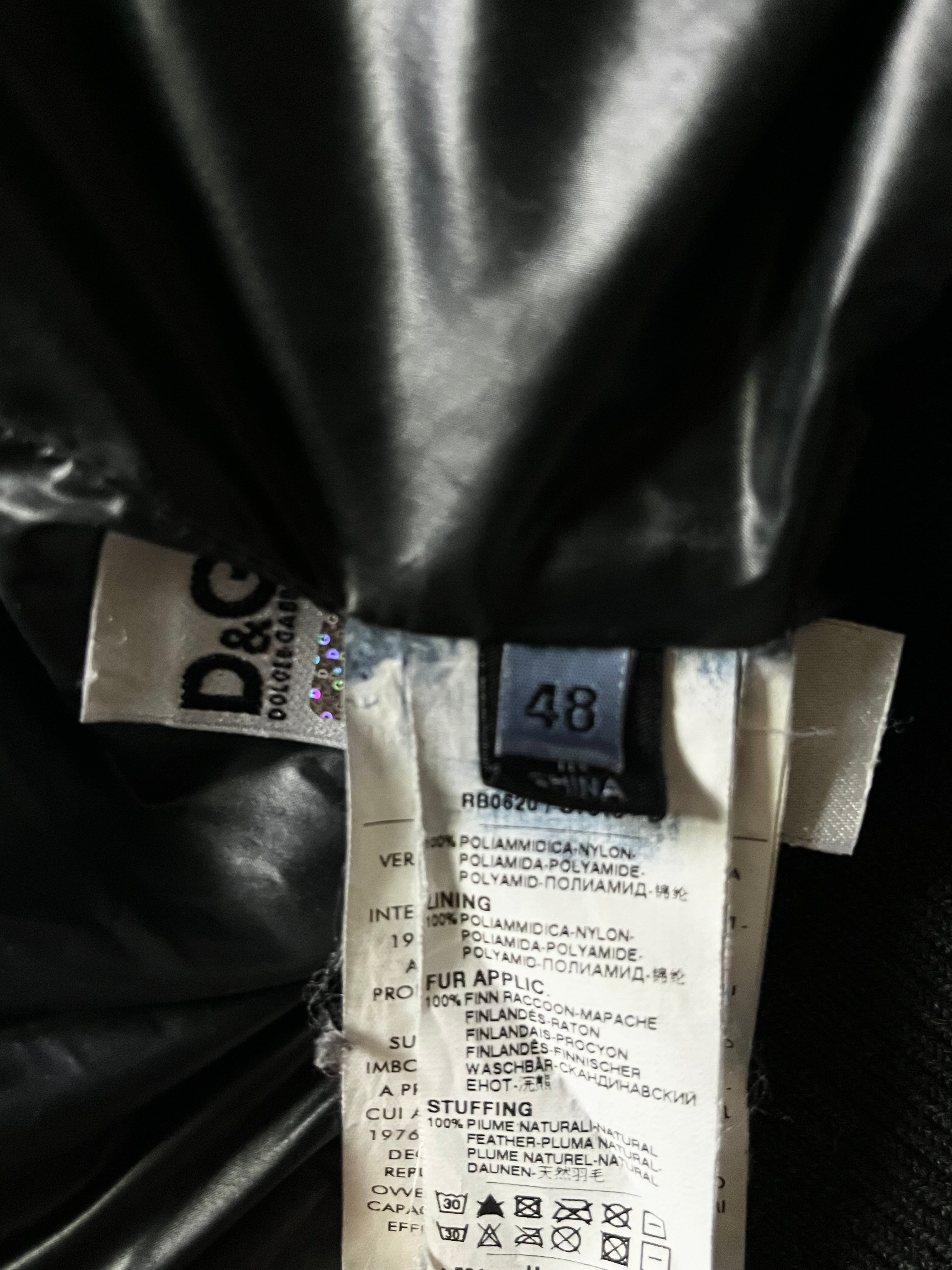 DOLCE & GABBANA PETROL REAL FUR PUFFER DOWN JACKET