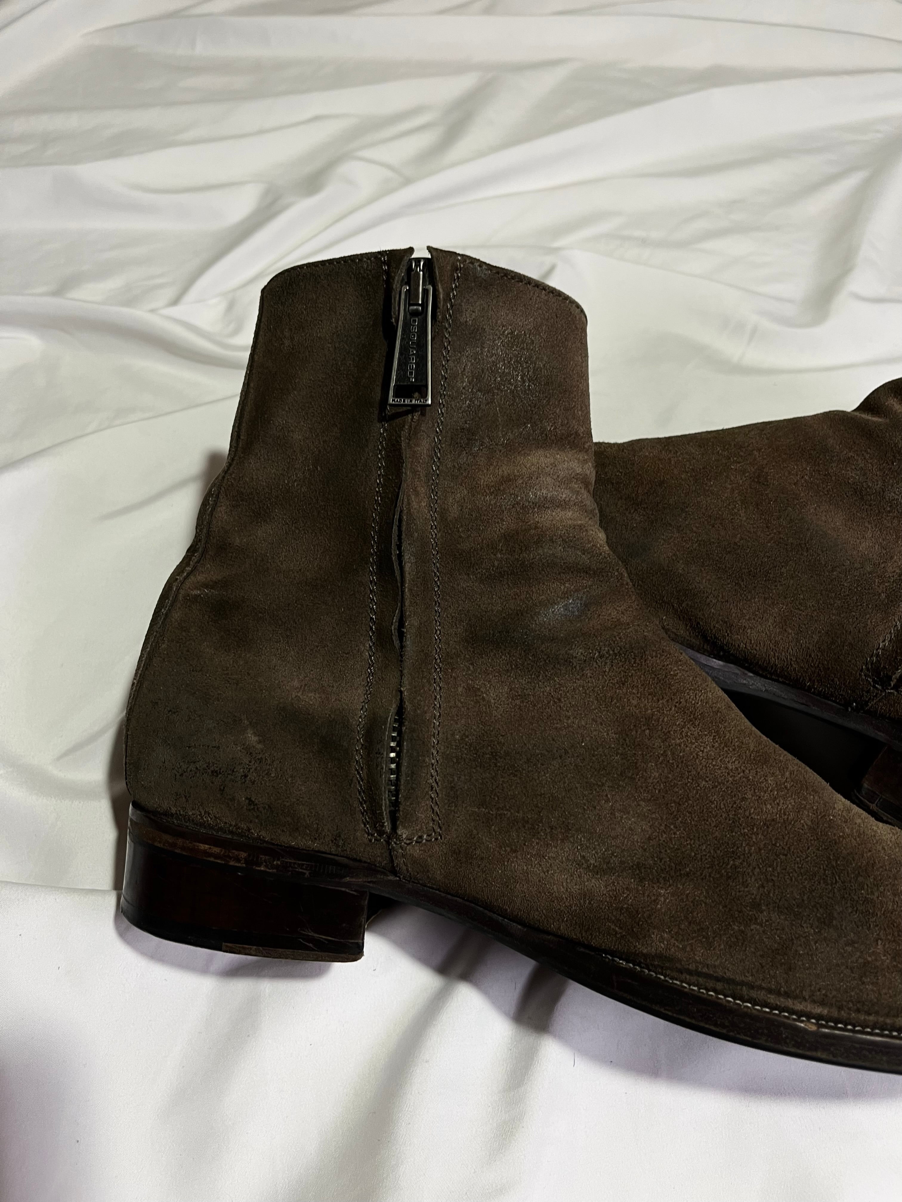 DSQUARED2 RUNWAY COGNAC SUEDE CHELSEA BOOTS
