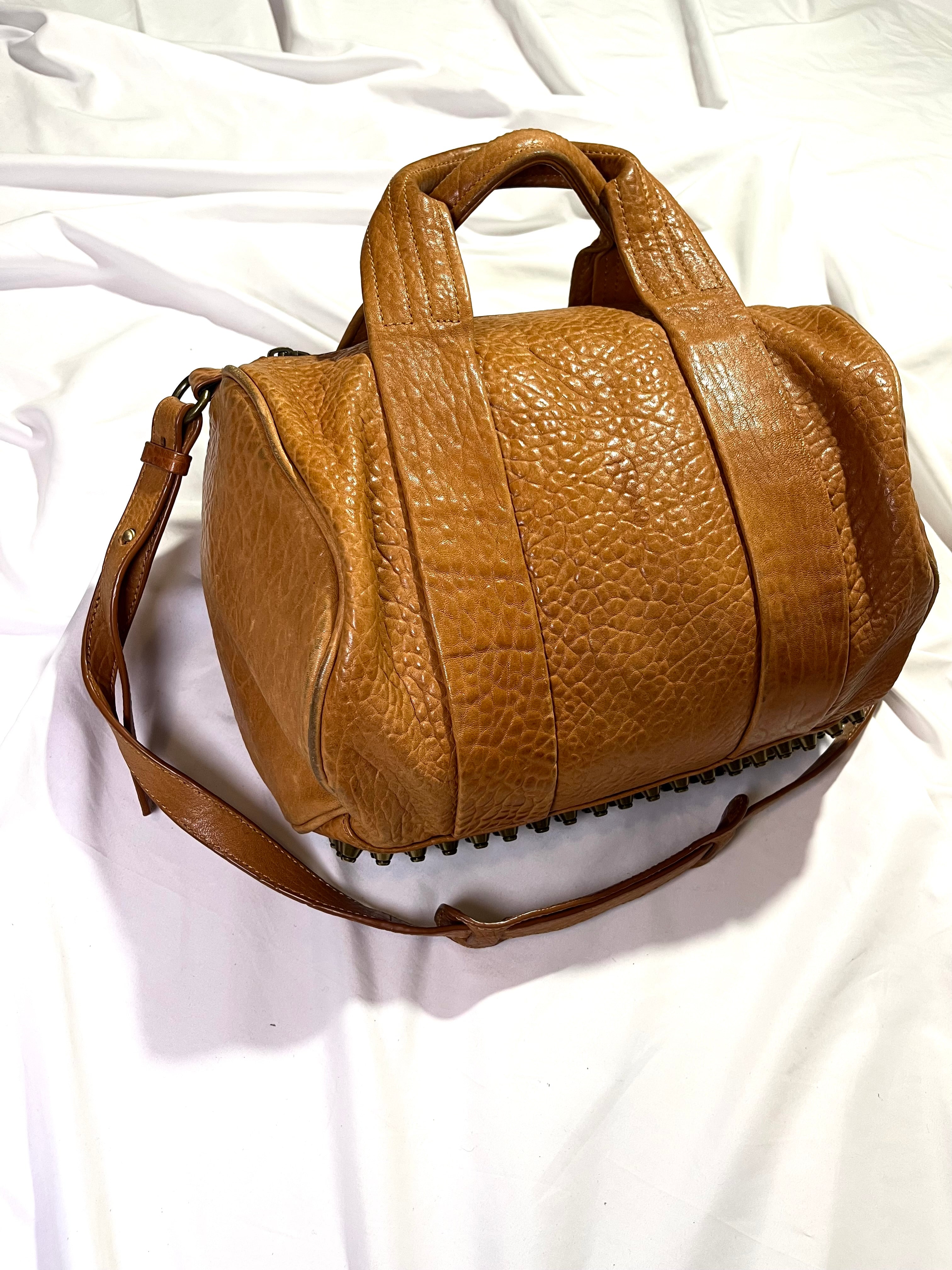 ALEXANDER WANG ROCKIE / ROCCO STUDDED COWHIDE LEATHER SHOULDER BAG IN CREAM