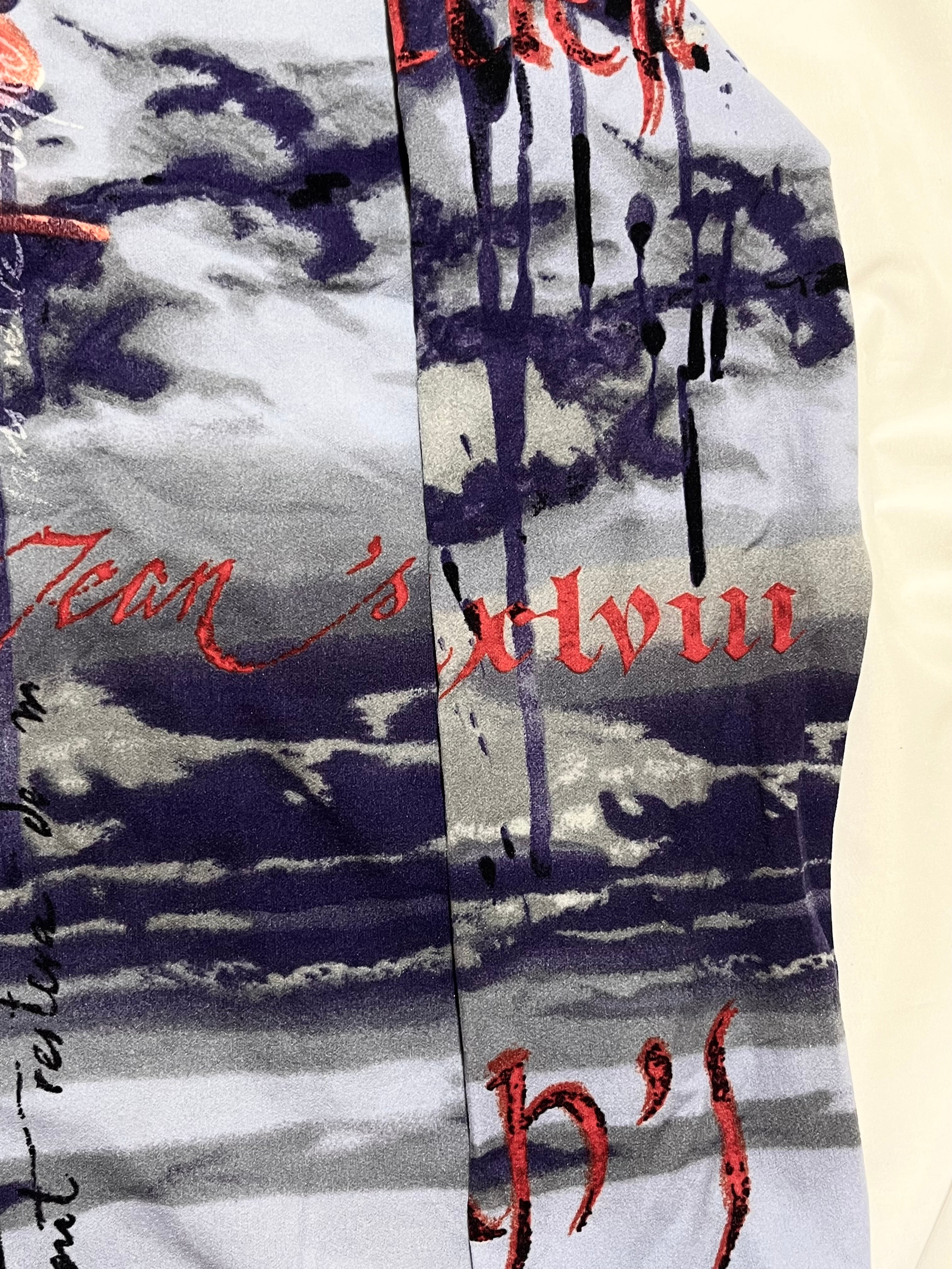 JEAN PAUL GAULTIER CHINESE CHARACTERS SPELLOUT BLUE/DARK RED VINTAGE TOP