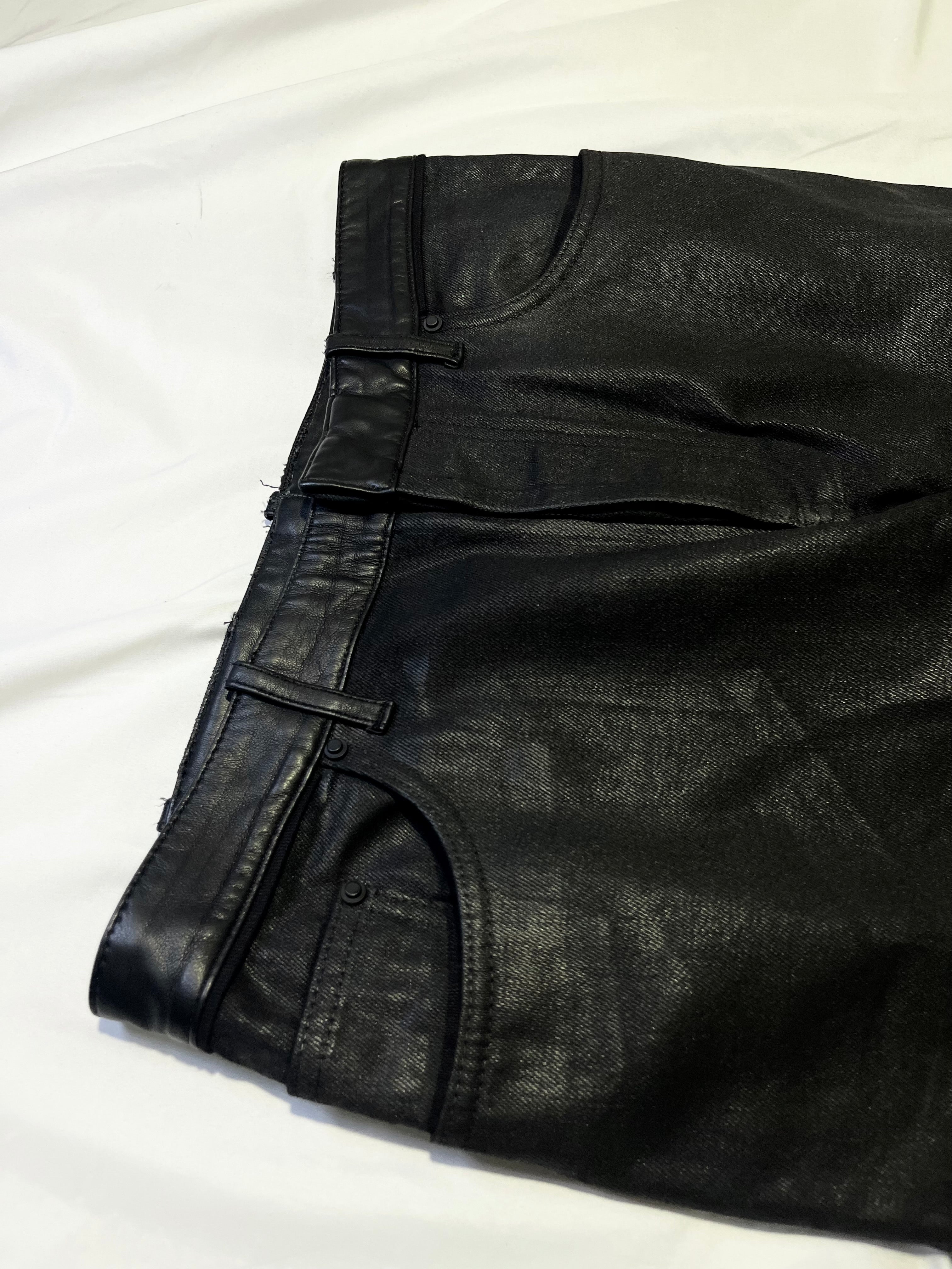 BALENCIAGA CUMMERBUND LEATHER WAISTBAND WAXED DENIM BY ALEXANDER WANG