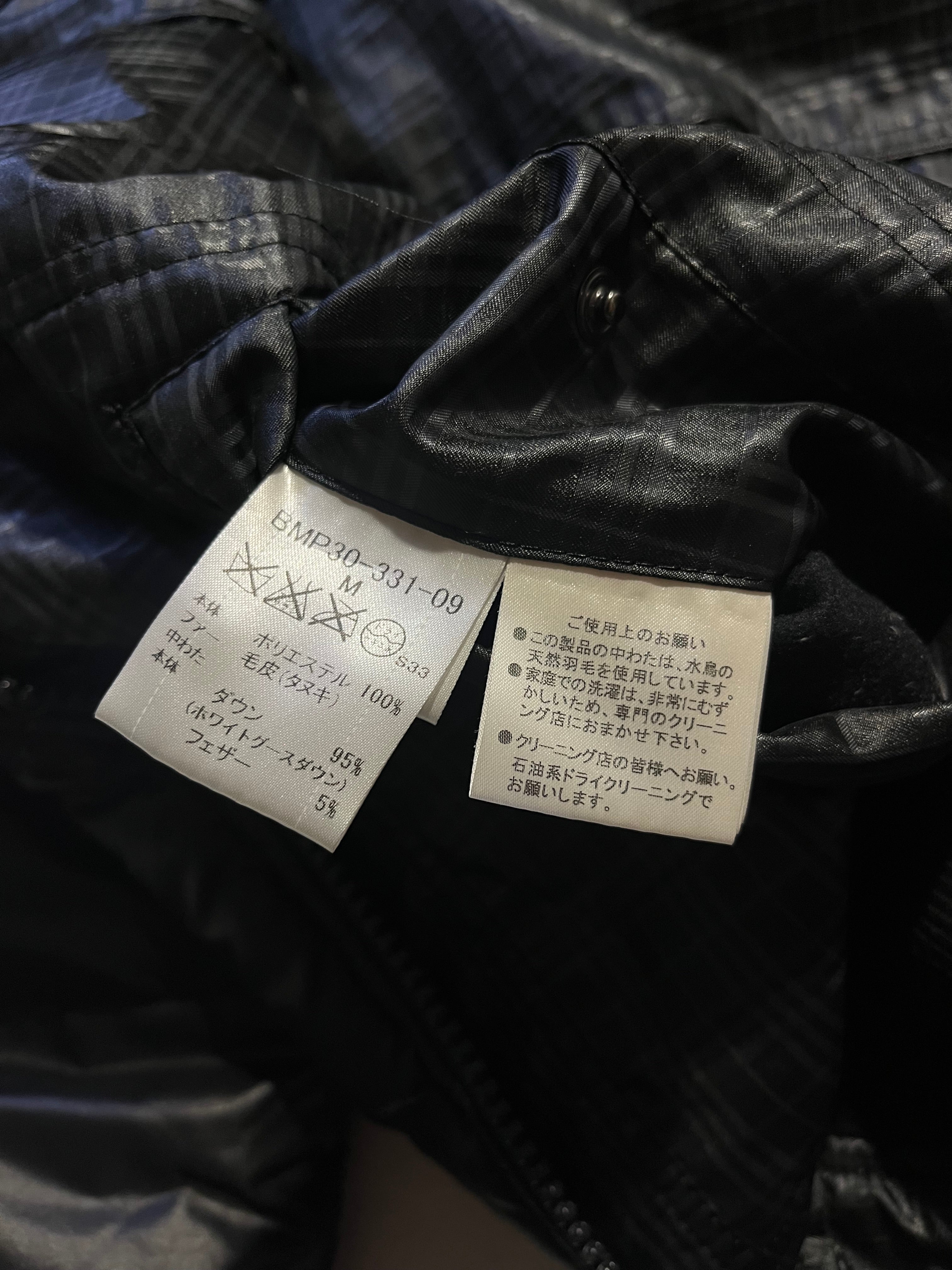 BURBERRY BLACK LABEL 2009 REAL FUR NOVA CHECK REVERSIBLE PUFFER DOWN JACKET