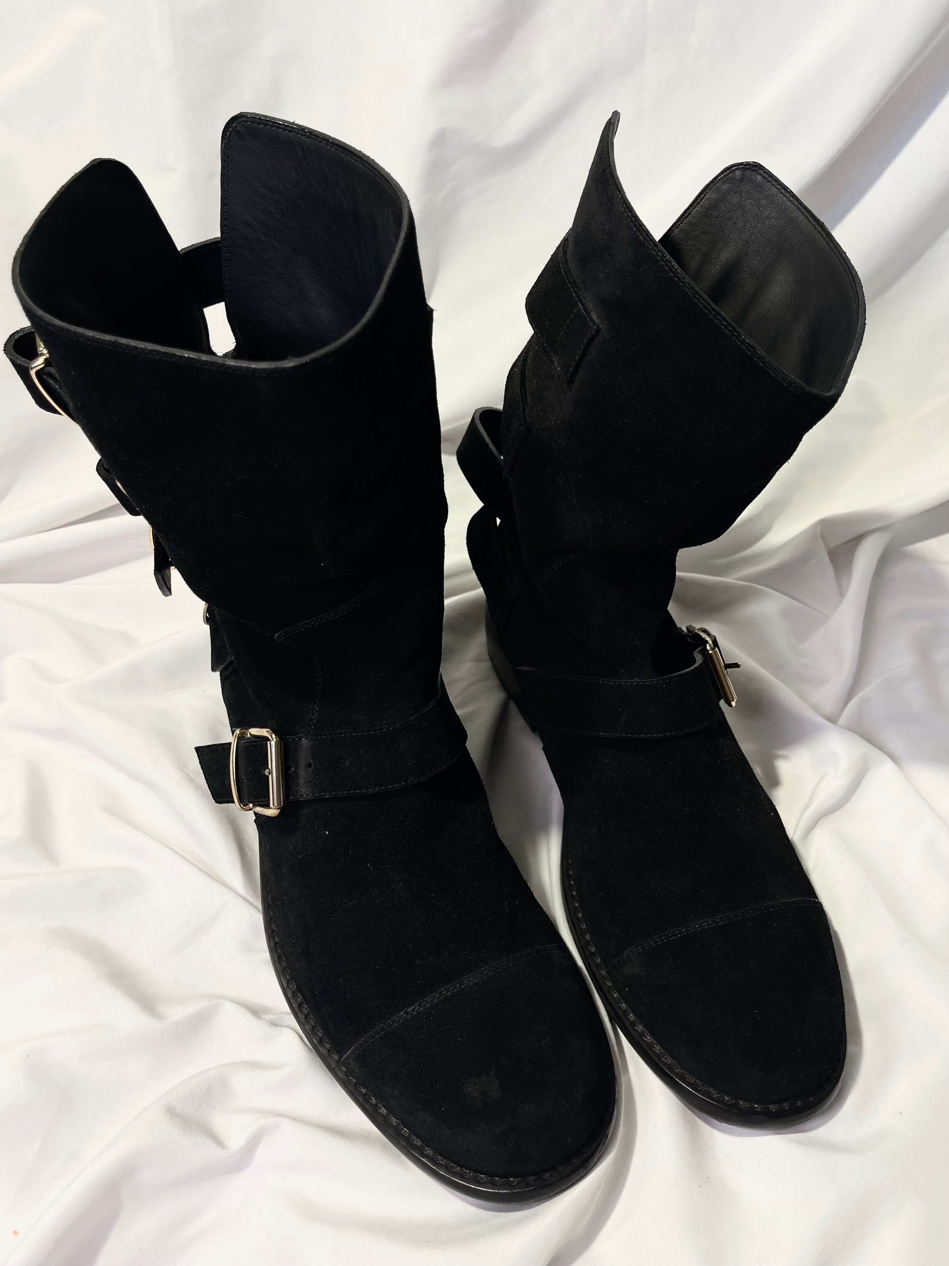 GIUSEPPE ZANOTTI FW12 ENGINEER BOOTS IN BLACK SUEDE LEATHER