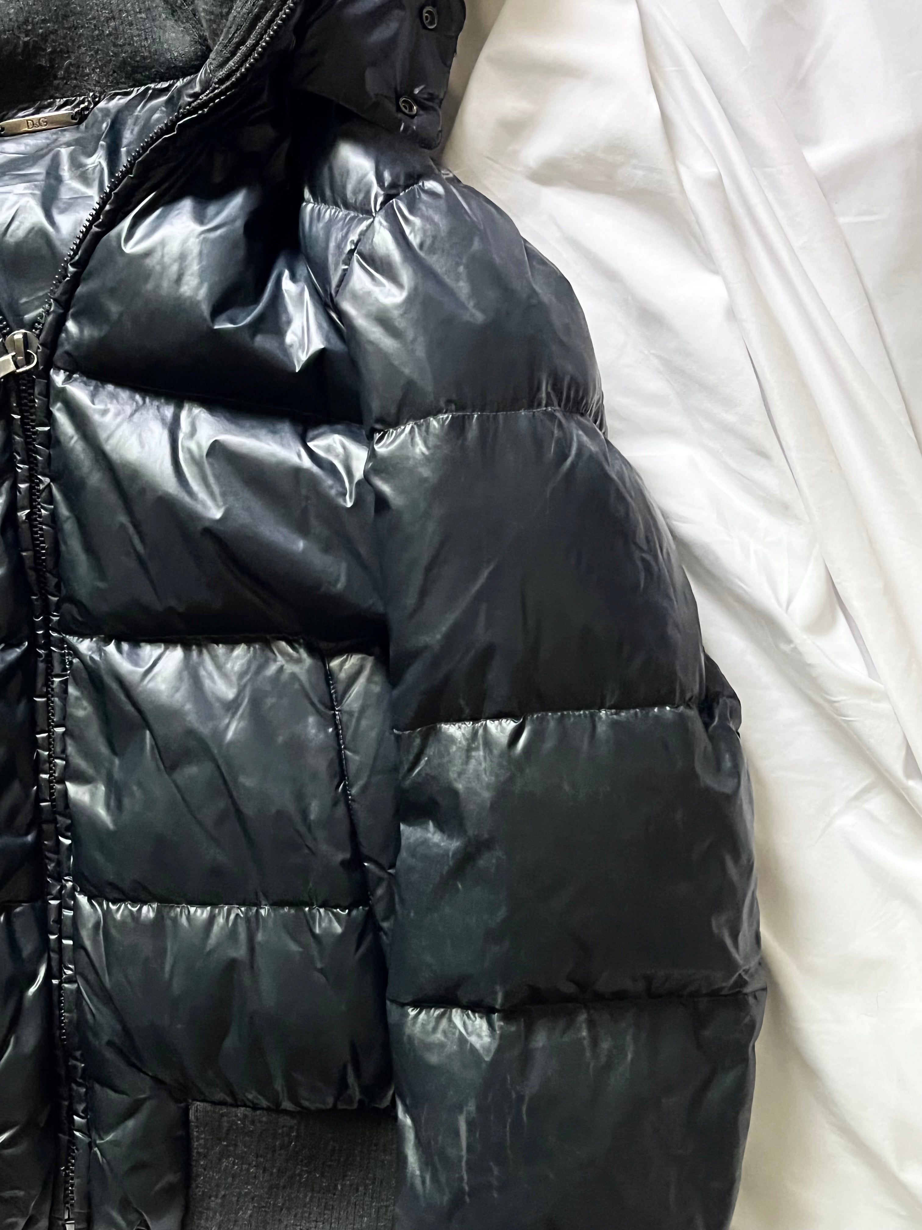 DOLCE & GABBANA PETROL REAL FUR PUFFER DOWN JACKET