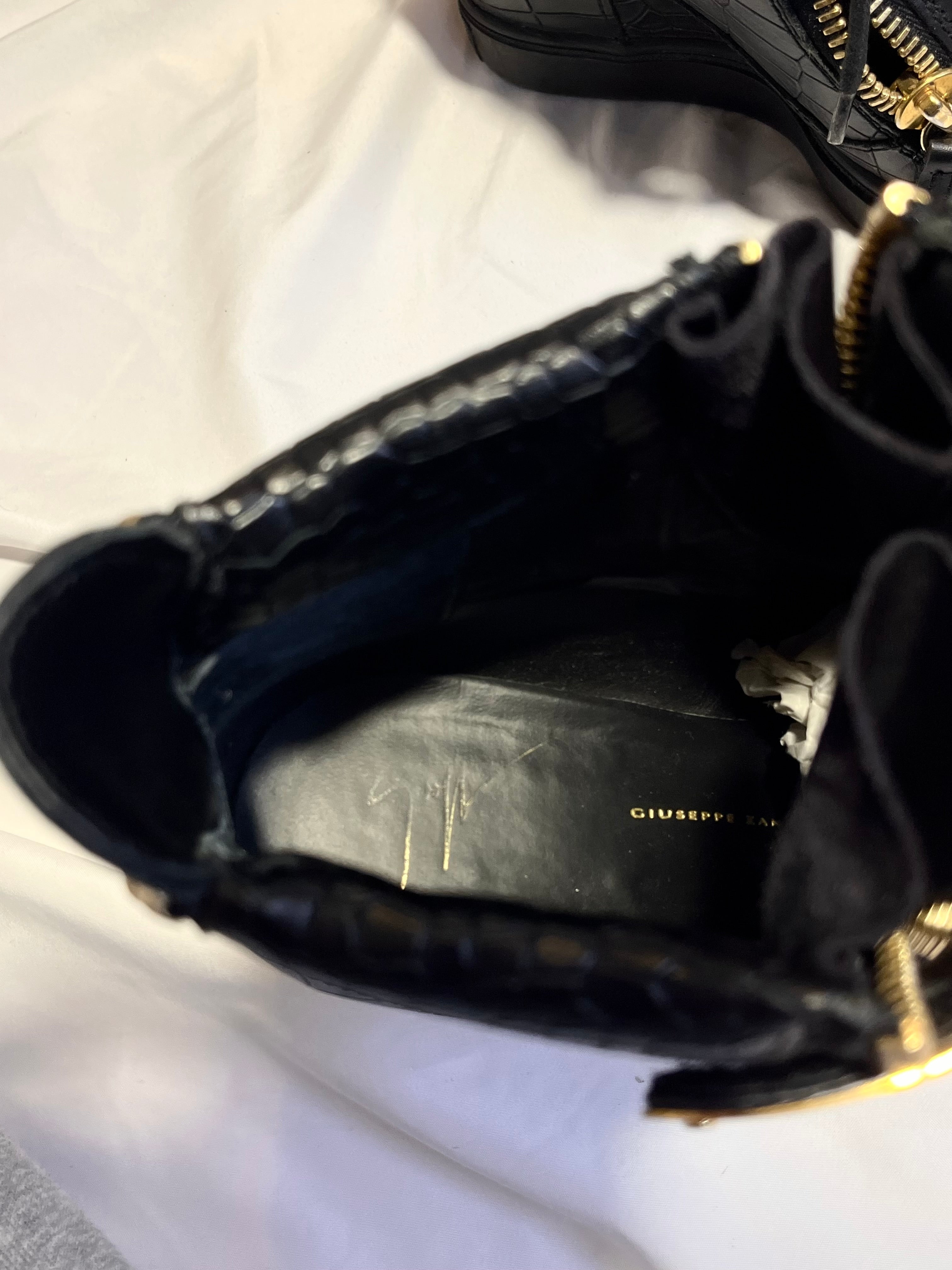 GIUSEPPE ZANOTTI 'COBY' CROCODILE WEDGE SNEAKERS IN 37
